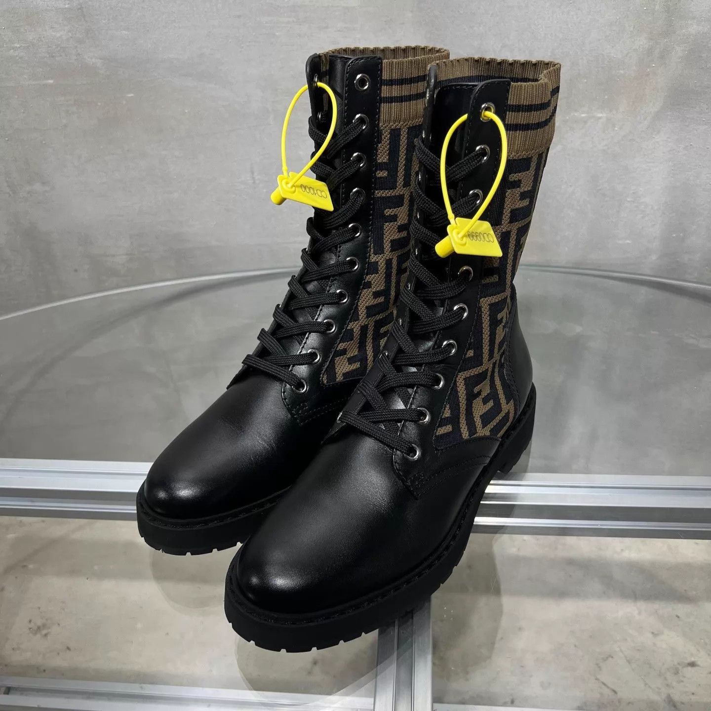 Fendi Fendi FF Allover Print Black/Brown Short Boots Women's 37.5 Size US 7 / IT 37 - 2 Thumbnail
