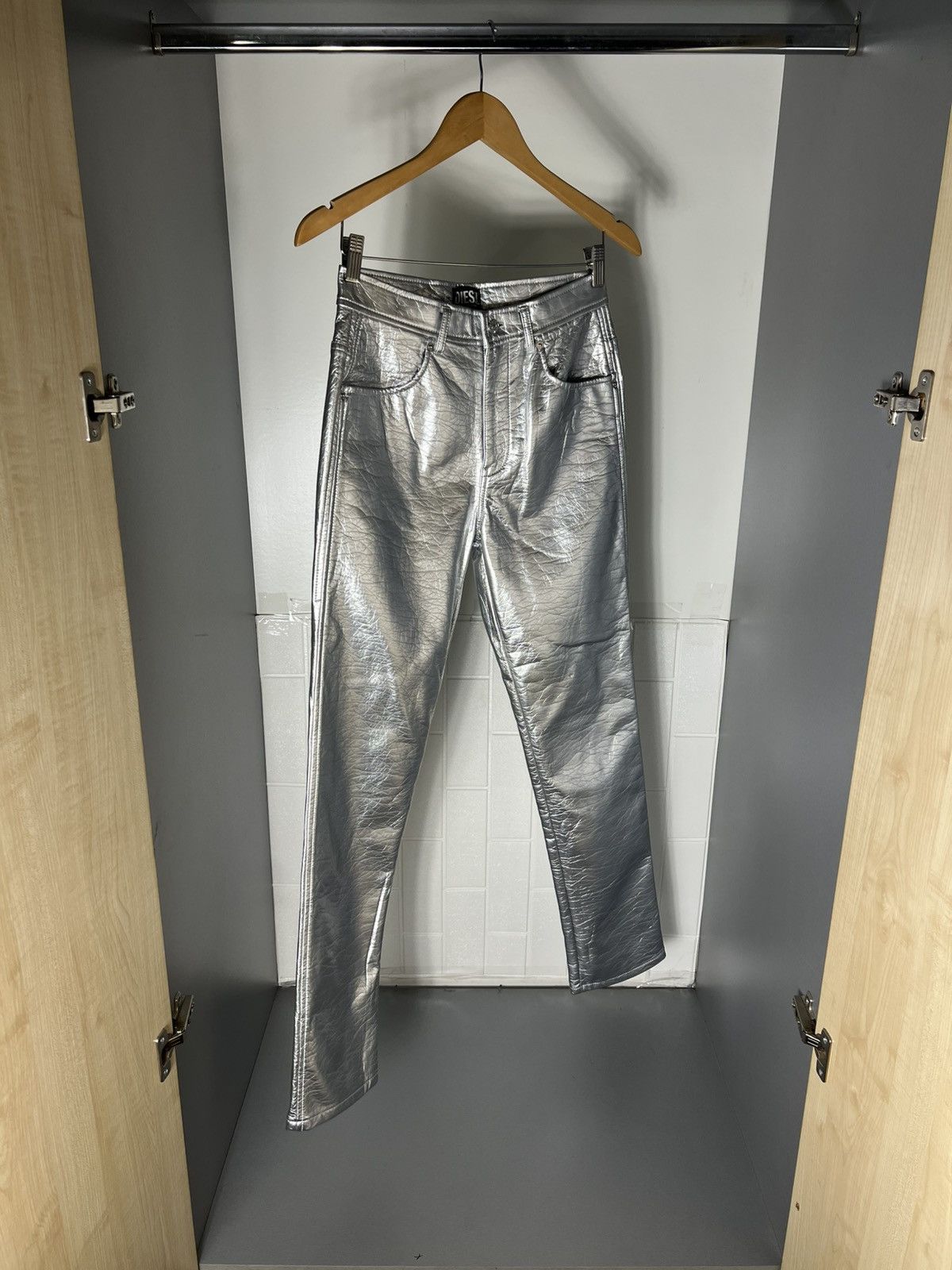 Diesel Black Gold VERY RARE DIESEL P-ARCY SILVER METAL DESIGNER PANTS LUXURY Size 27" / US 4 / IT 40 - 6 Thumbnail