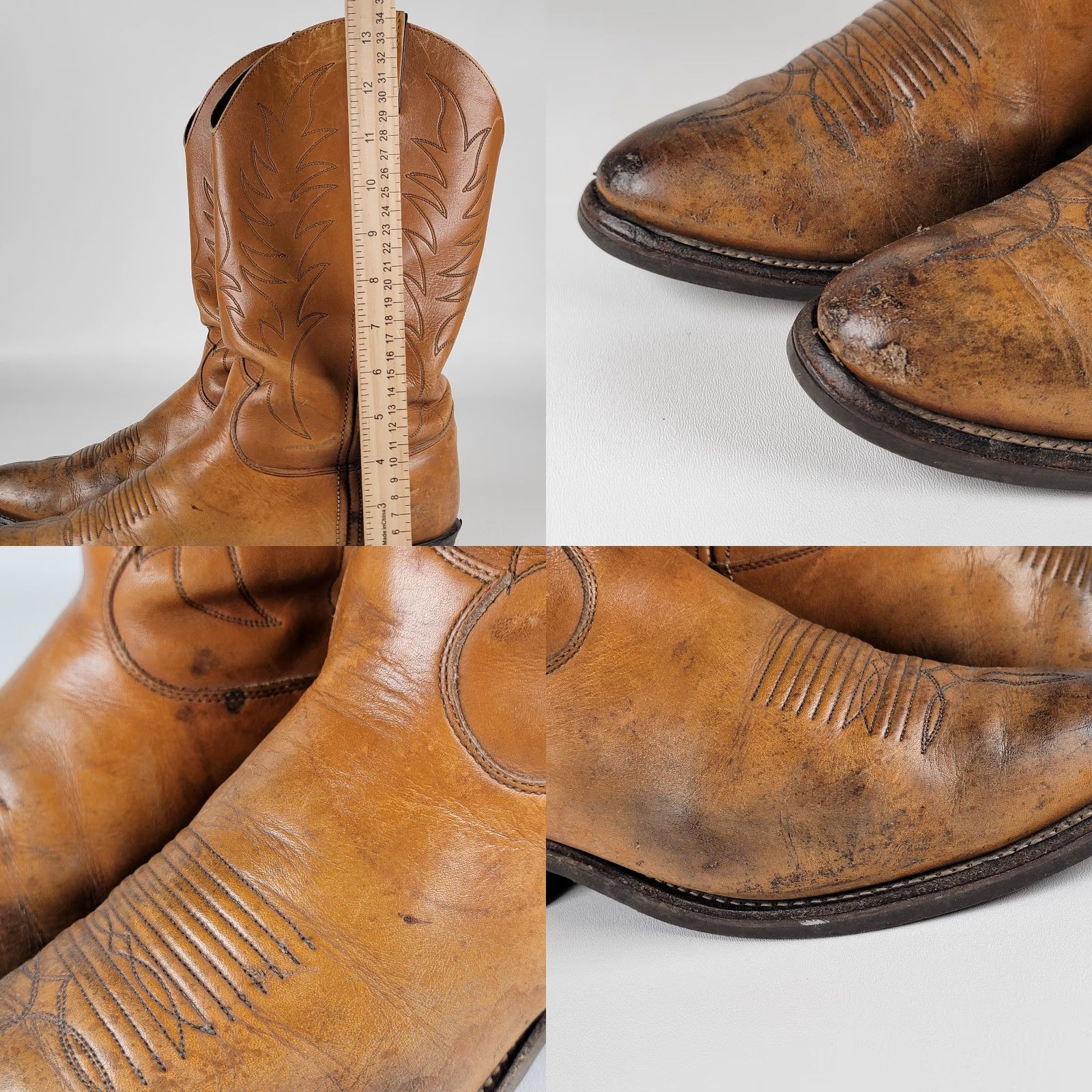 Justin Boots VINTAGE Justin Boots Men's 10.5 E Brown Leather Cowboy Western Pull-on Boots USA Size US 11 / EU 44 - 9 Thumbnail