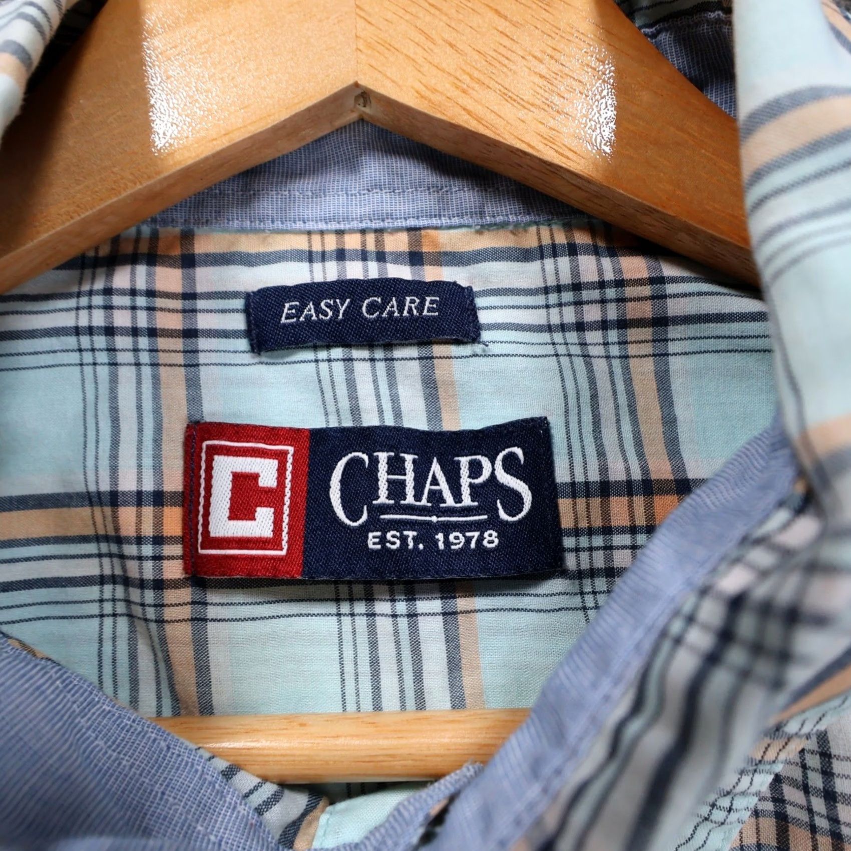 Chaps Chaps Plaid Button Down Shirt Mens M Light Blue Excellent Easy Care Short Sleeve Size US M / EU 48-50 / 2 - 7 Thumbnail