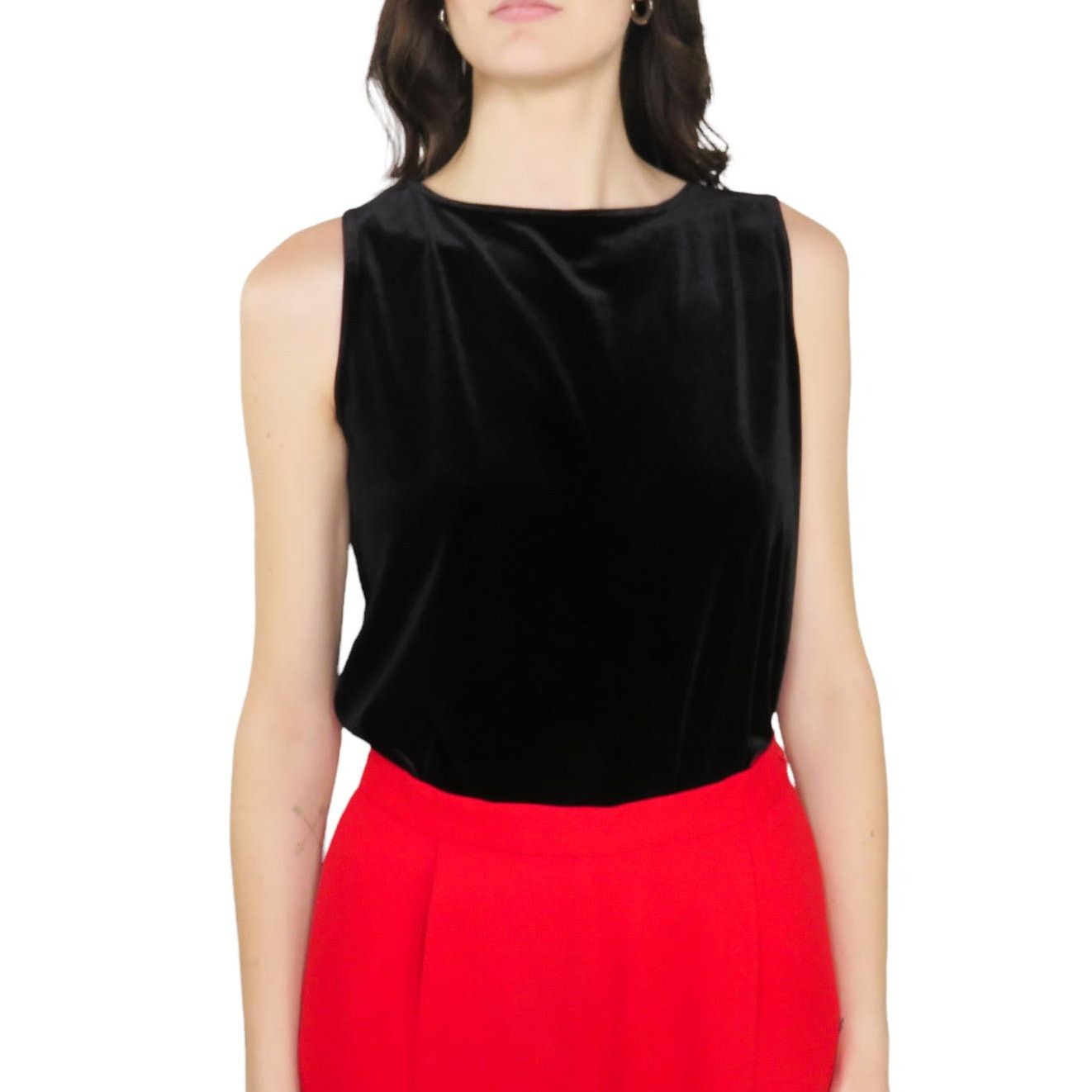 Vintage Vintage Black Velvet High Neck Blouse Medium Retro Size M / US 6-8 / IT 42-44 - 1 Thumbnail