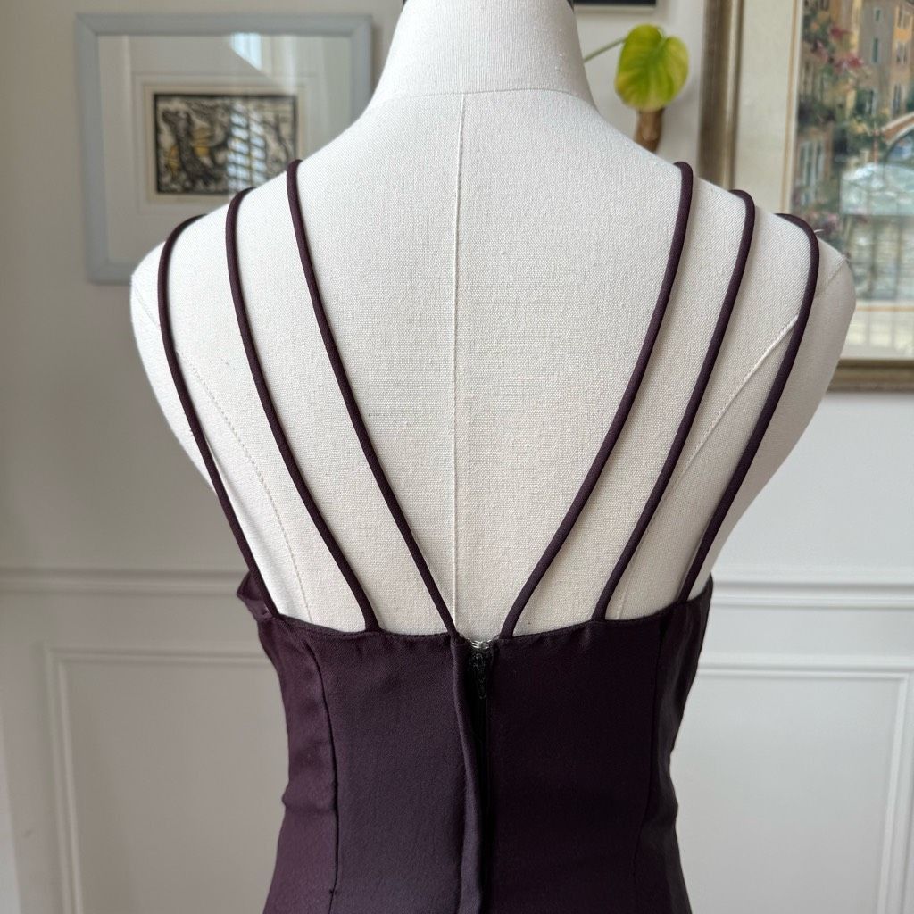 Vintage Vintage 80s 90s Purple Black Mesh Beaded Illusion Bodice For Size M / US 6-8 / IT 42-44 - 6 Thumbnail