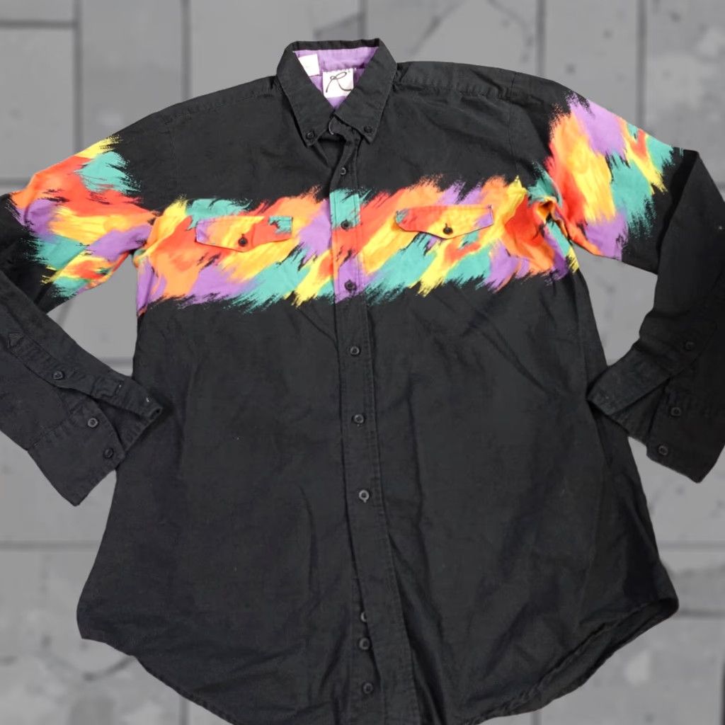 Roper VINTAGE Roper Mens Shirt XL Black Button-Down Plaid Retro Shirt Mens XL Black Long Sleeve Button-Up Retro Mens Size US XL / EU 56 / 4 - 1 Thumbnail