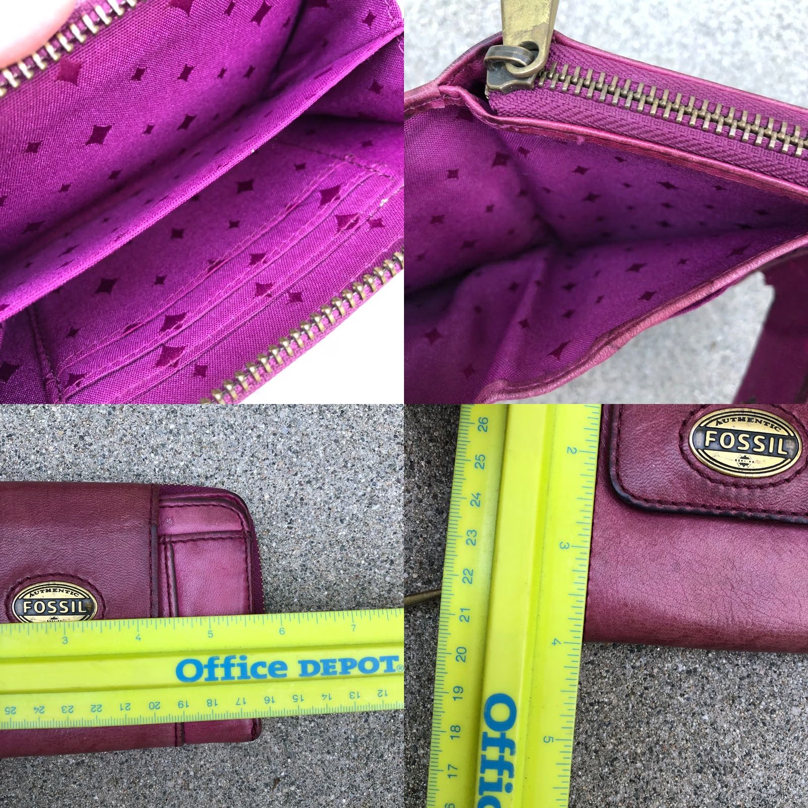 Fossil Vintage Fossil Explorer Leather Wallet Bifold Purple 6" x 4" Womens One Size Leather Purple Credit Card Wallet Size ONE SIZE - 8 Thumbnail
