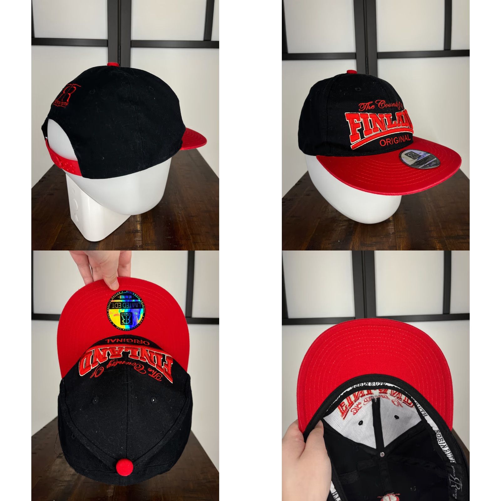 Vintage The Country Of Finland Cap Adult Red Black Cotton Limited Edition Size ONE SIZE - 8 Thumbnail