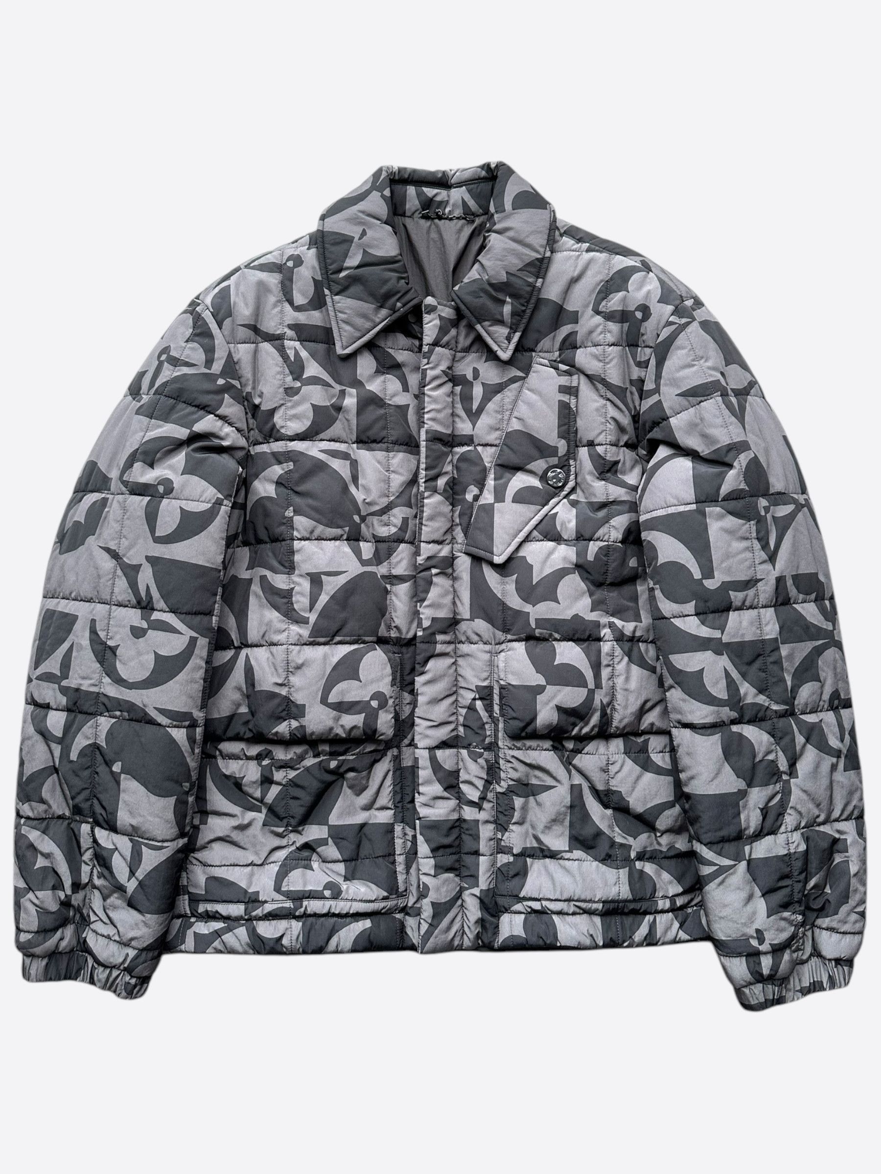 Louis Vuitton Louis Vuitton Grey & Black Flower Monogram Quilted Jacket Size US M / EU 48-50 / 2 - 1 Thumbnail