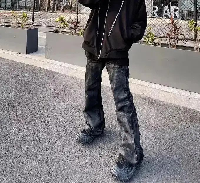 Japanese Brand Heavyweight washed and waxed micro flare jeans Size US 32 / EU 48 - 3 Thumbnail