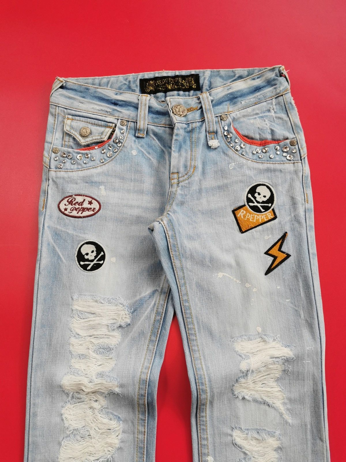 Japanese Brand Red Pepper Embroidery Patches Distressed Jeans Punk Size US 28 / EU 44 - 6 Thumbnail