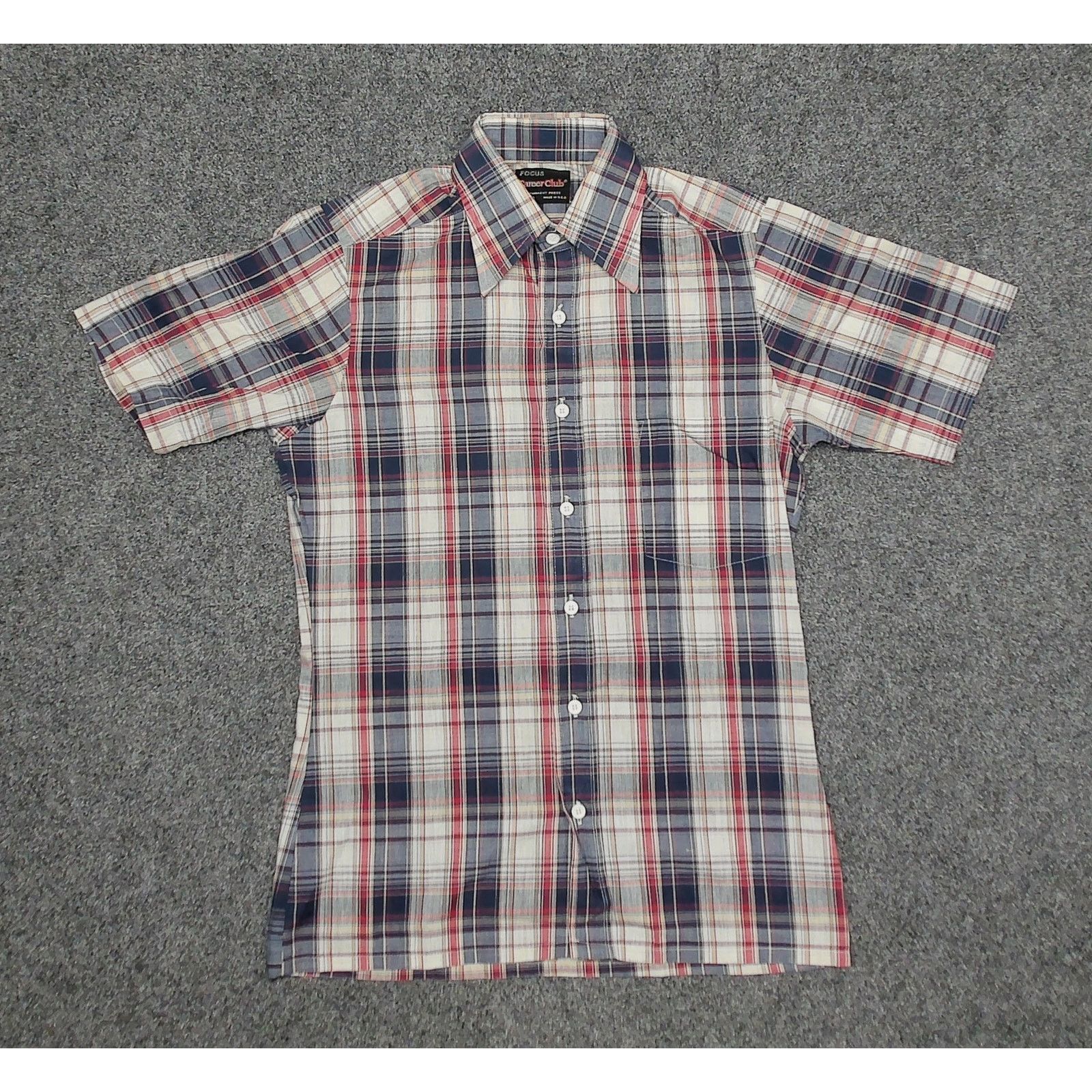 Vintage VTG 1970s Career Club Flat Pastel Plaid Dagger Collar Shirt Size US S / EU 44-46 / 1 - 3 Thumbnail