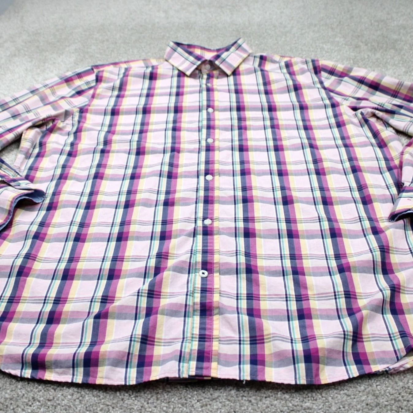 Banana Republic Banana Republic shirt Mens 2XL Luxe Stretch Poplin Camden Regular Button-Up Blue Purple Check Long Sleeve Casual Formal Workwear 2XL Mens Size US XXL / EU 58 / 5 - 3 Thumbnail