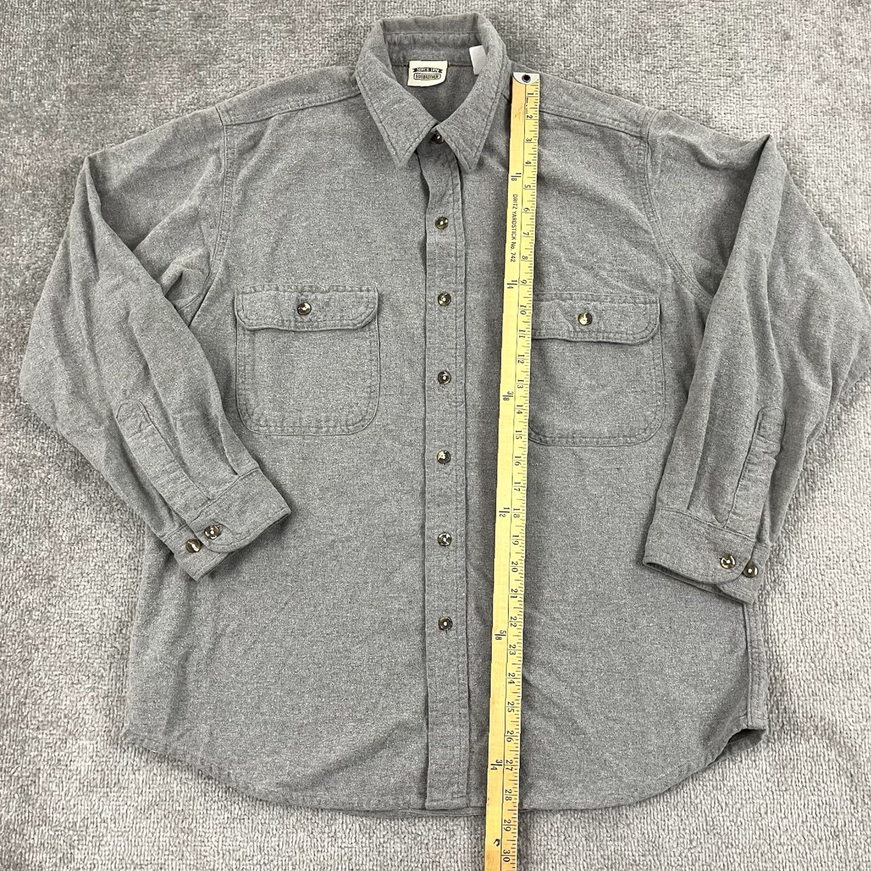 Vintage VINTAGE Five Brothers Shirt Men's L Gray Plaid Button-Up Long Sleeve Flannel Casual Outdoor Size US L / EU 52-54 / 3 - 3 Thumbnail