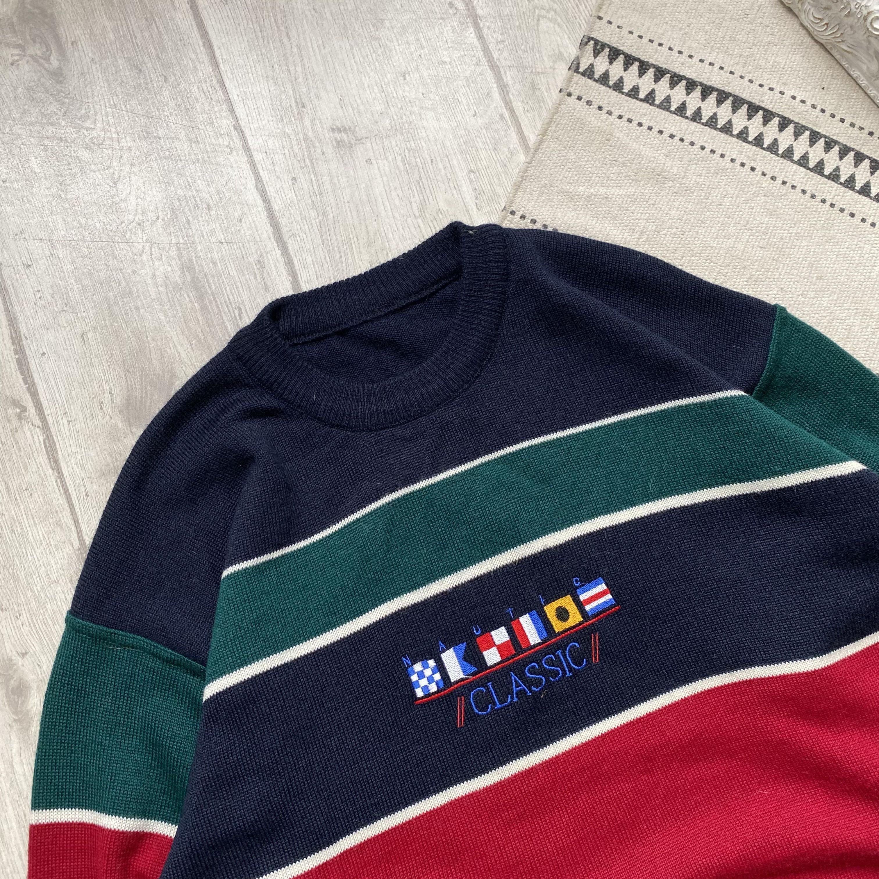 Nautica 🛥️ Vintage 90s Cozy Nautica wool sweater striped knitwear Size US L / EU 52-54 / 3 - 2 Thumbnail