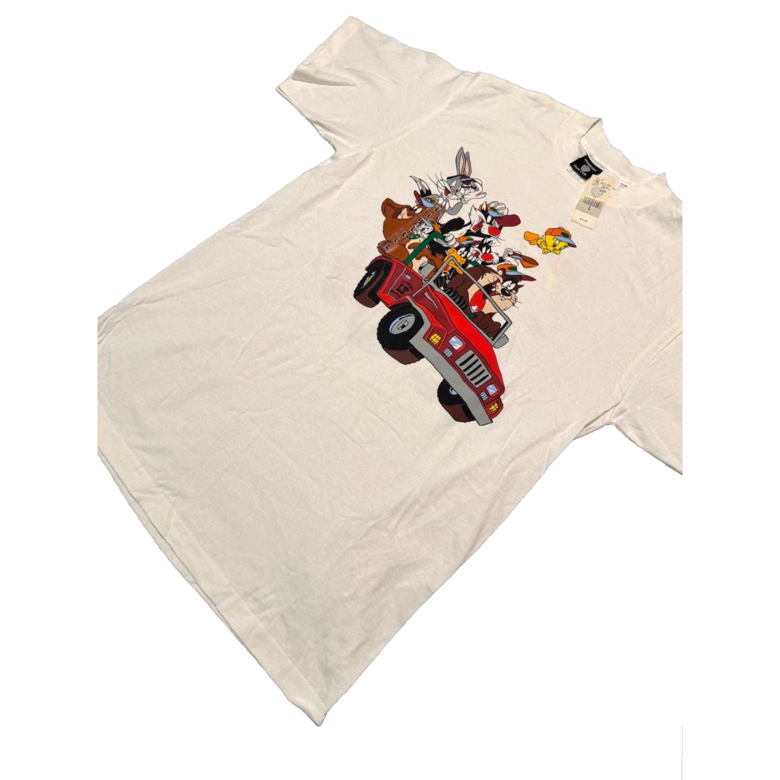 Vintage VINTAGE Warner Bros Looney Tunes T-Shirt L White Unisex 1990s 2-Sided Bugs Bunny Taz Daddy Jeep Size US L / EU 52-54 / 3 - 4 Thumbnail