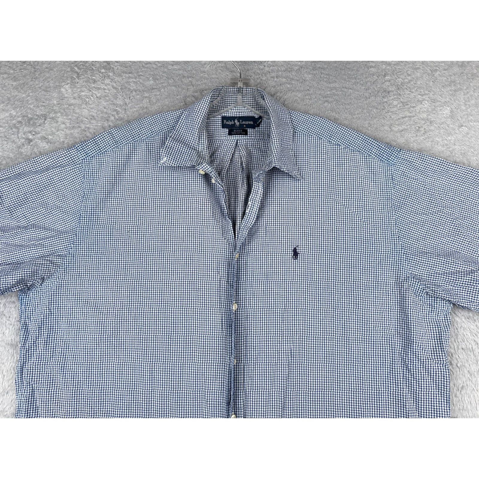 Ralph Lauren VINTAGE Ralph Lauren Men's Shirt 2XL Short Sleeve Plaid Button-Up Casual Fall Winter Blue Size US XXL / EU 58 / 5 - 4 Thumbnail
