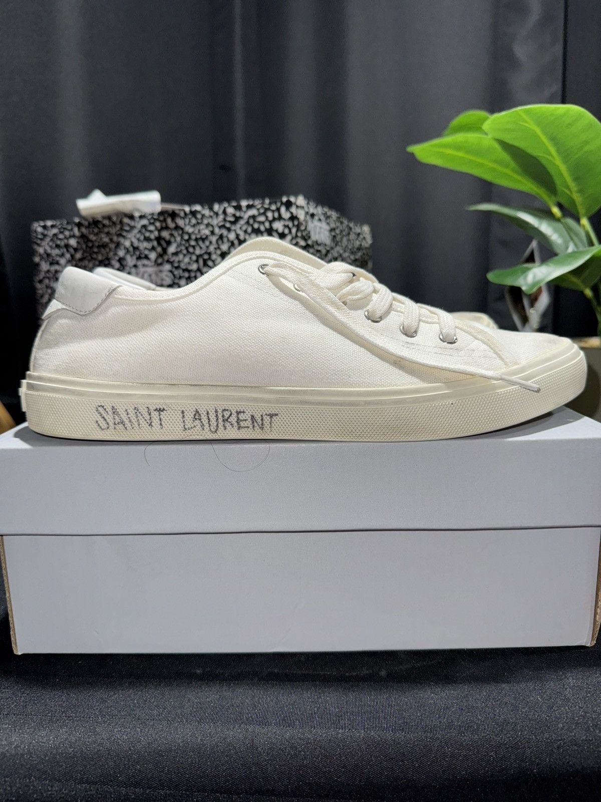 Saint Laurent Paris Saint Laurent Distressed Malibu Optic Canvas Sneaker Size US 9 / EU 42 - 1 Thumbnail