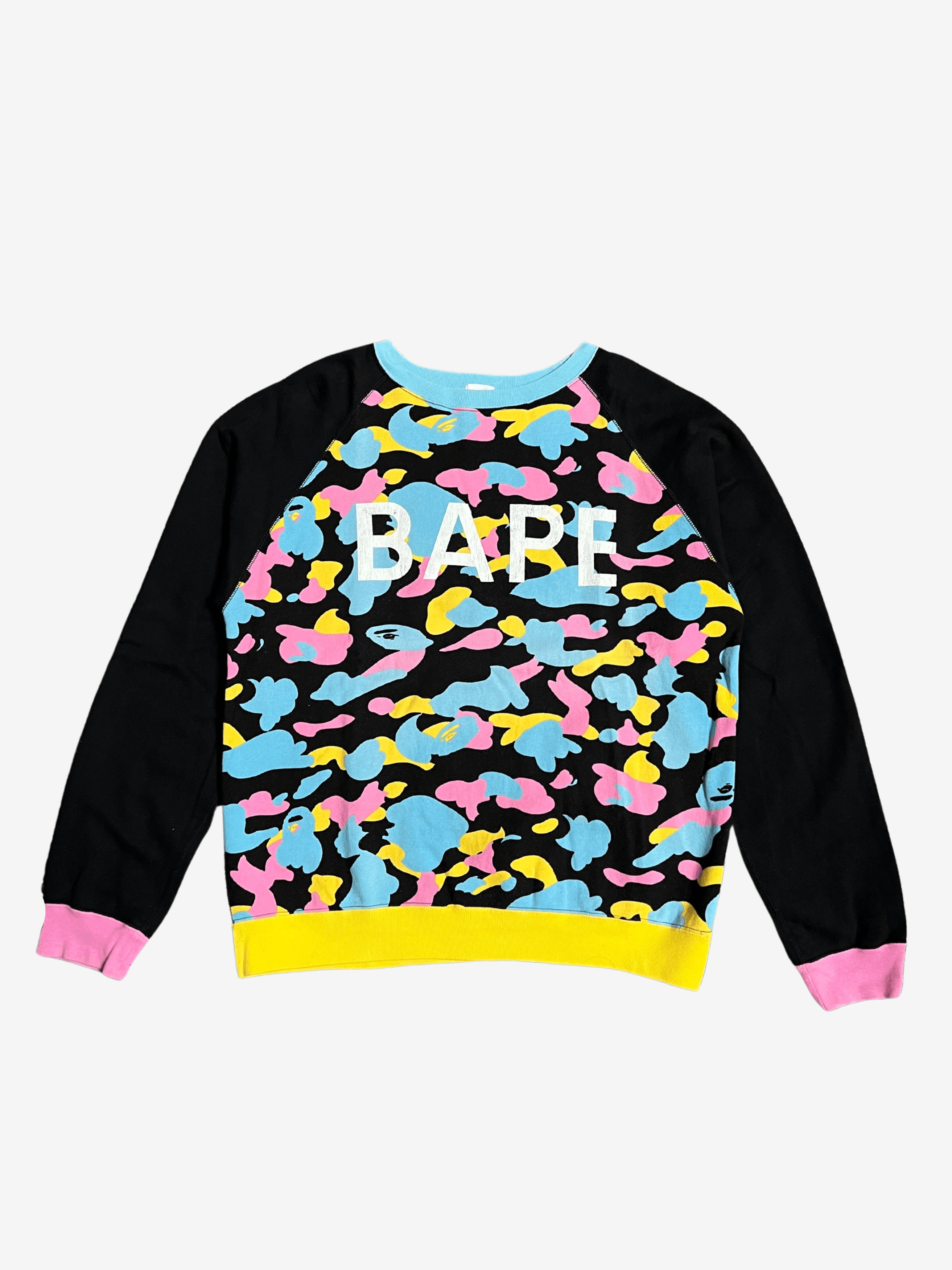 Pre-owned Bape A Bathing Ape Cotton Candy Camo Logo Sweatshirt In Black