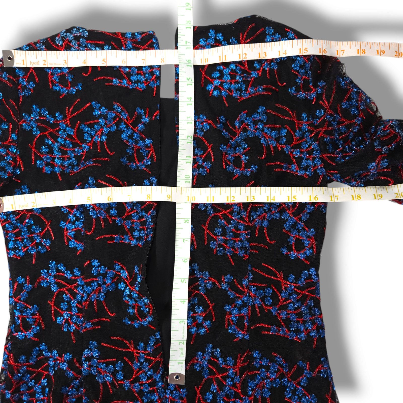 Nicole Miller EUC Nicole Miller Embroidered Dress Sz. 4 Black Blue Red Size S / US 4 / IT 40 - 9 Thumbnail