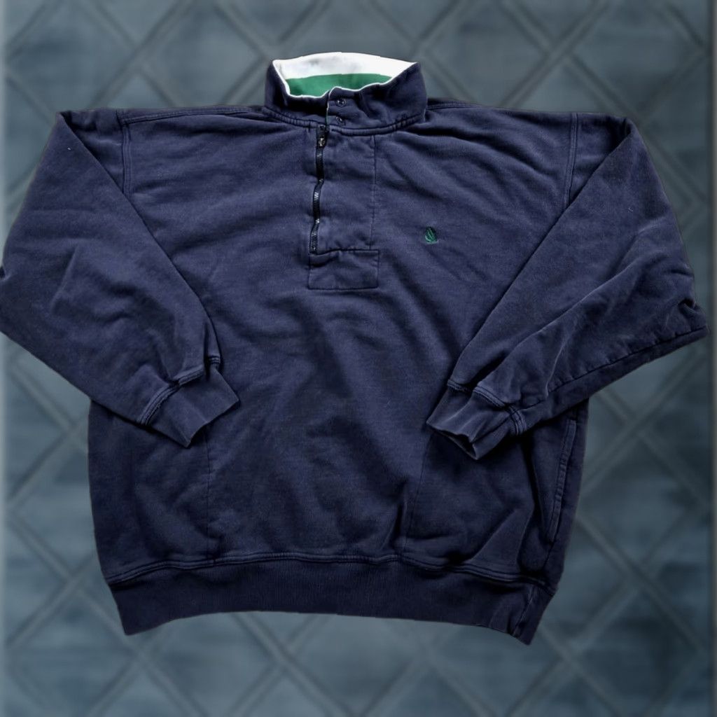 Nautica VINTAGE Nautica Sweatshirt 2XL Blue 1/4 Zip Long Sleeve Mock Neck Pullover Mens 2XL Navy Blue 90s Y2K Size US XXL / EU 58 / 5 - 1 Thumbnail
