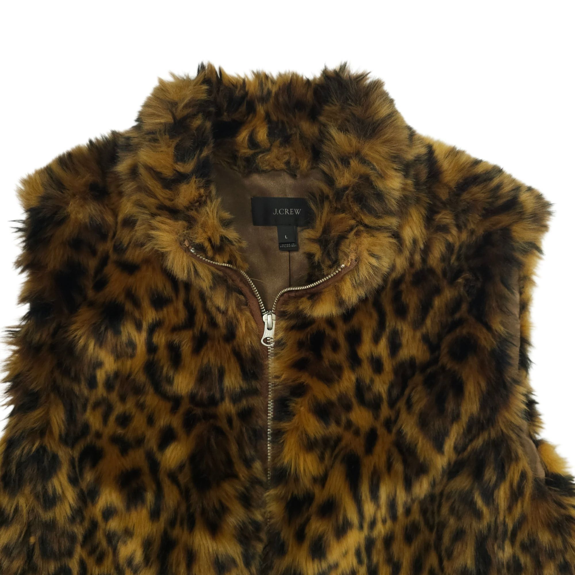 J.Crew J.Crew Faux Leopard Fur Vest Size L Animal Print Zip Front Size L / US 10 / IT 46 - 9 Thumbnail