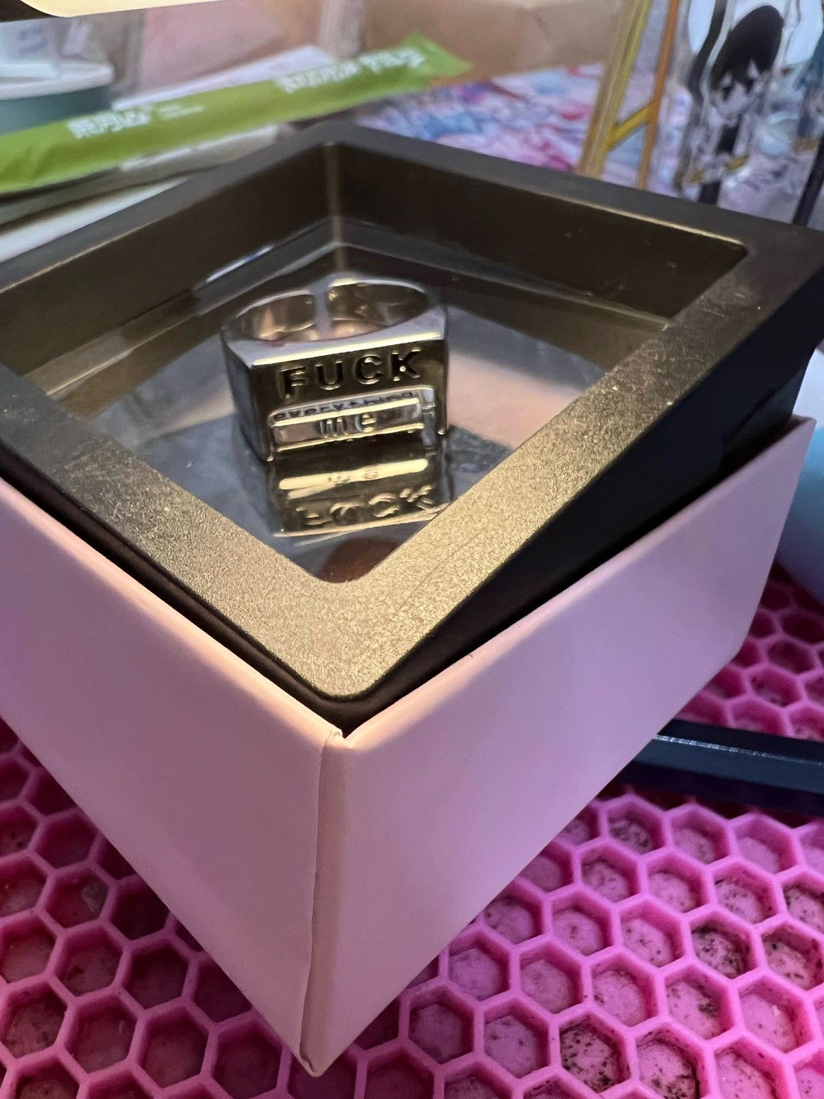Other Silver ring with a roll of random text to heal your emotion Size ONE SIZE - 1 Thumbnail