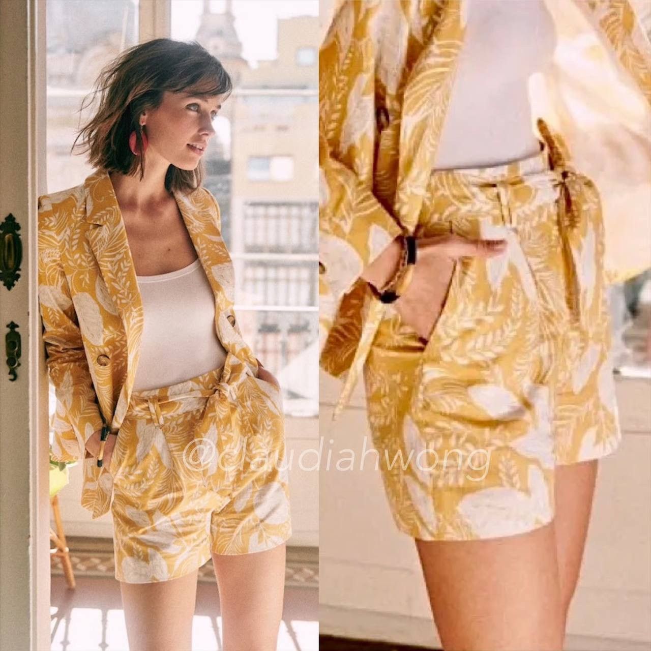 Sezane Sezane Linen Cotton Floral Print Yellow Shorts Size 28" / US 6 / IT 42 - 3 Thumbnail