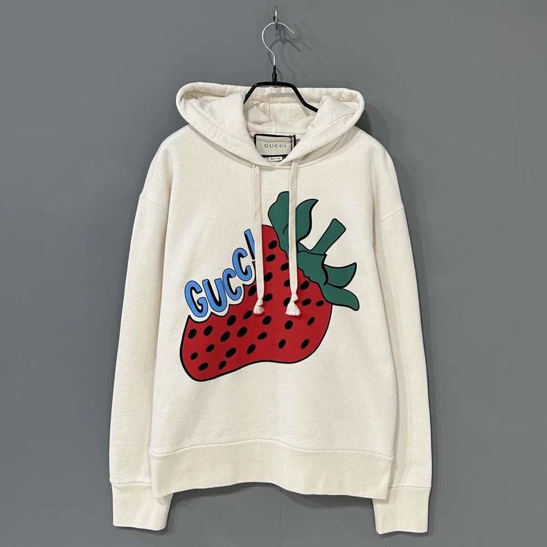 Gucci Gucci Beige strawberry print hoodie 2503-Nextarrow Size US XS / EU 42 / 0 - 2 Thumbnail
