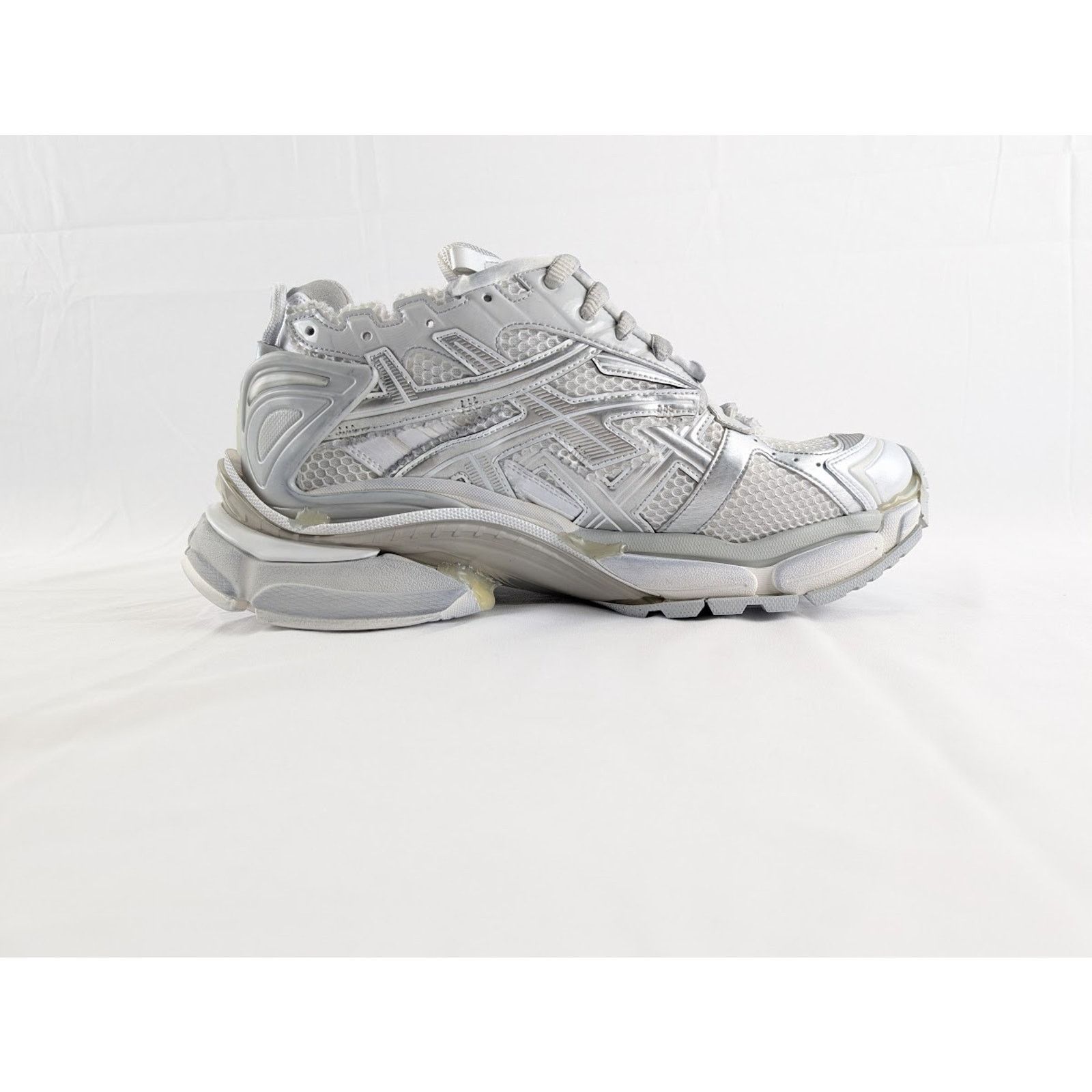 Balenciaga o1rshd1 Upper Mesh Rubber Metallic Runner in Silver/Grey Size US 12 / EU 45 - 3 Thumbnail