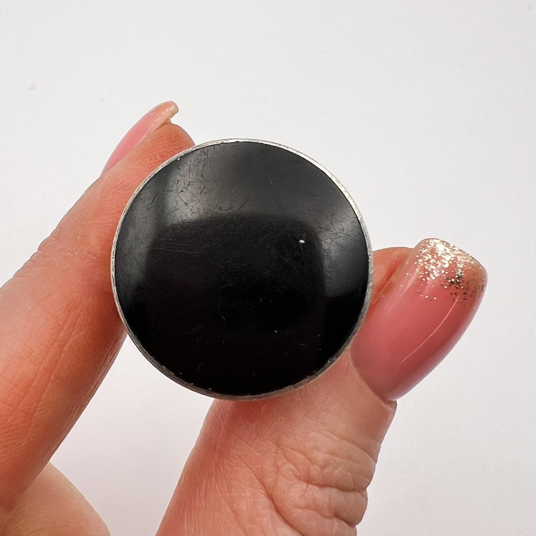 Vintage Sterling Silver Jewelry Ring Black Stone Size 6.5
