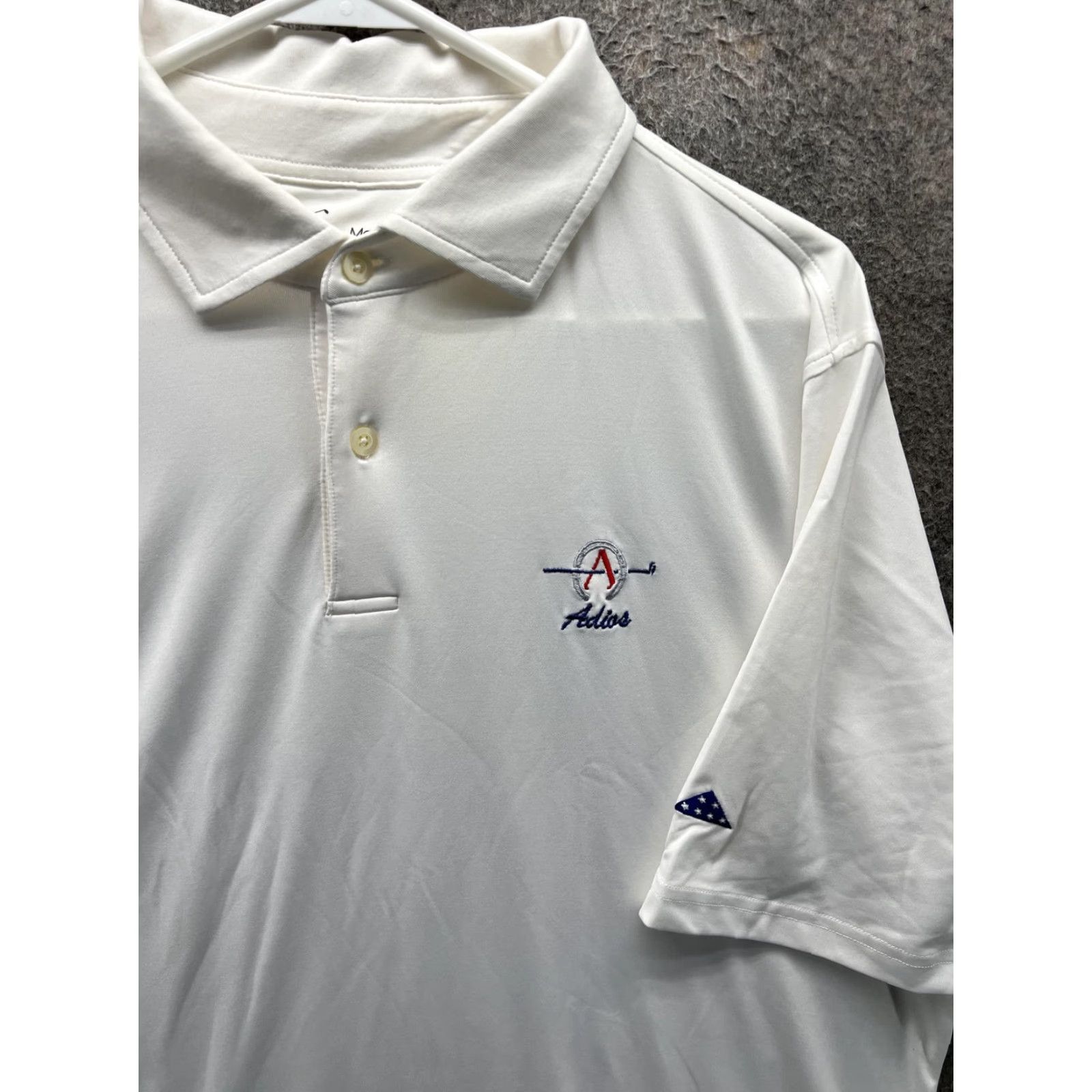 Vintage FG Tech Golf Polo Shirt Mens Large White Short Sleeve Adios Logo Made In USA Size US L / EU 52-54 / 3 - 6 Thumbnail