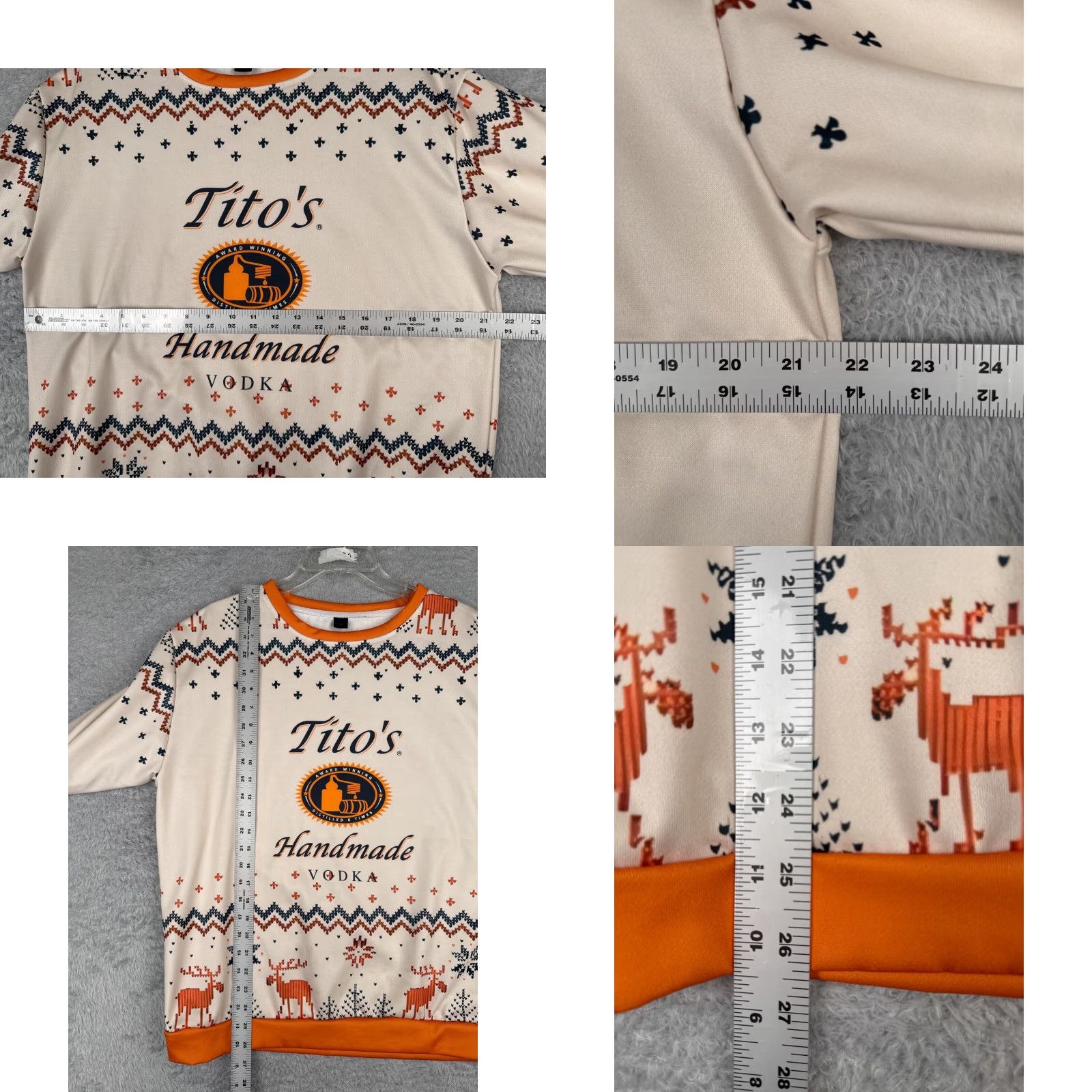 Vintage VINTAGE Titos Vodka Sweatshirt Mens Pullover Beig e Orange Winter Snowflake Moose Crew Neck Large Knit Logo Pattern Solid Holiday themed 90s Size US L / EU 52-54 / 3 - 8 Thumbnail