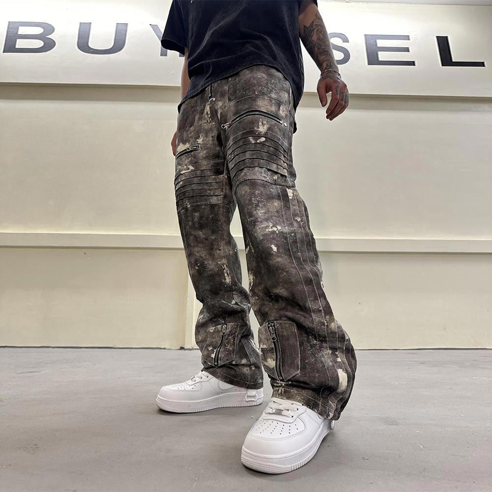 Japanese Brand Tie-Dye Workwear Pants – Cleanfit, Pleated Straight Leg Size US 32 / EU 48 - 2 Thumbnail