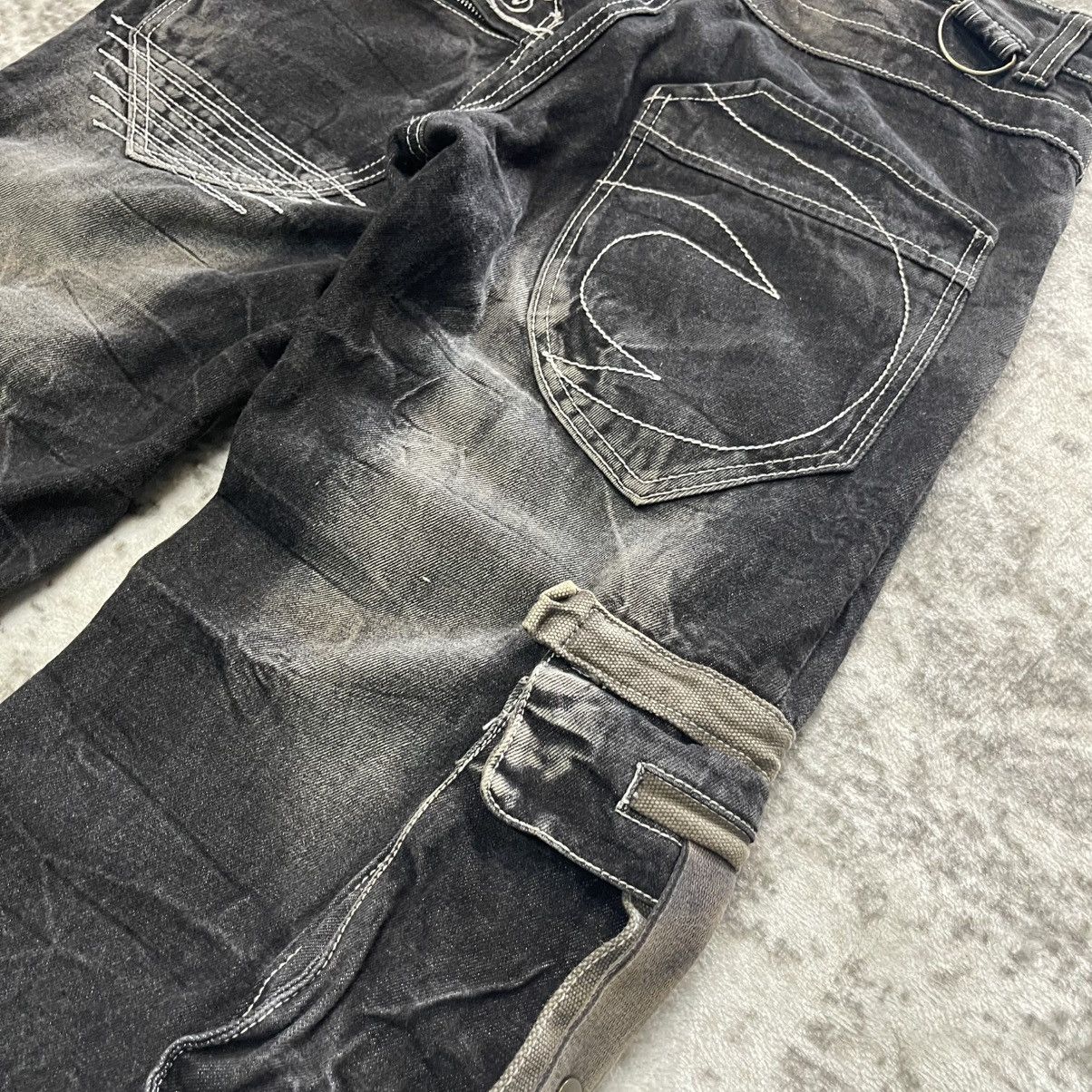 GOSTAR DE FUGA Aston Japan Panel Spiral Cut Fade Wash Cargo Denim Jeans Size US 30 / EU 46 - 13 Thumbnail