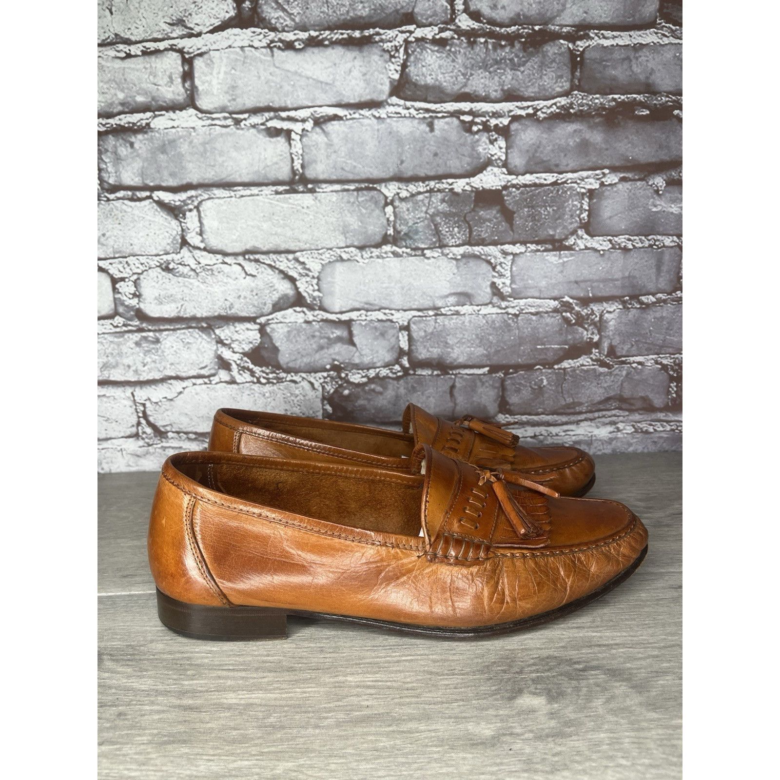 Hanover Hanover Brown Leather Kiltie Tassel VTG Loafers Dress Shoes Size US 10.5 / EU 43-44 - 16 Thumbnail