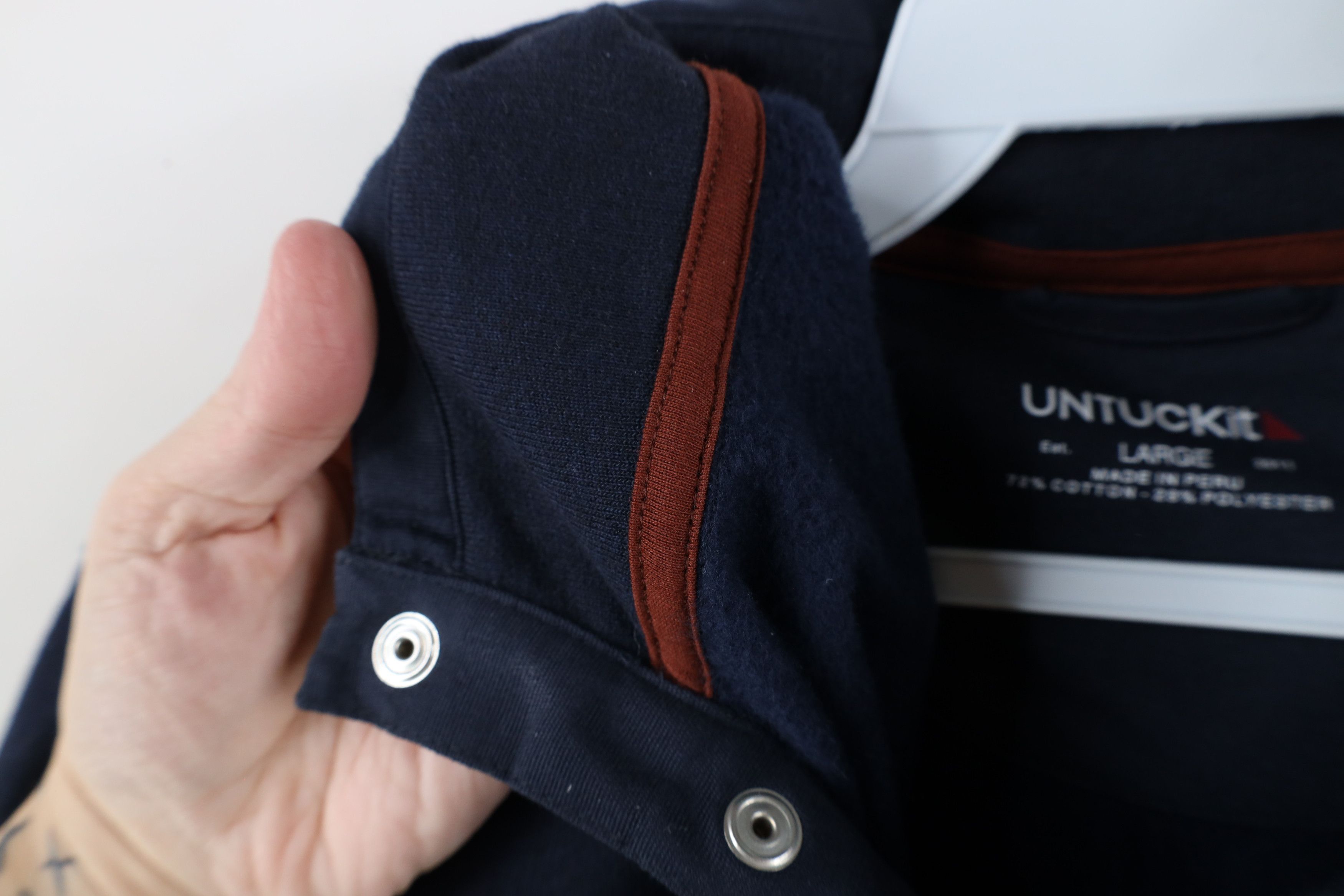 UNTUCKit × Vintage Untuckit Blank Snap Button Fleece Pullover Sweater Navy Blue Size US L / EU 52-54 / 3 - 6 Thumbnail