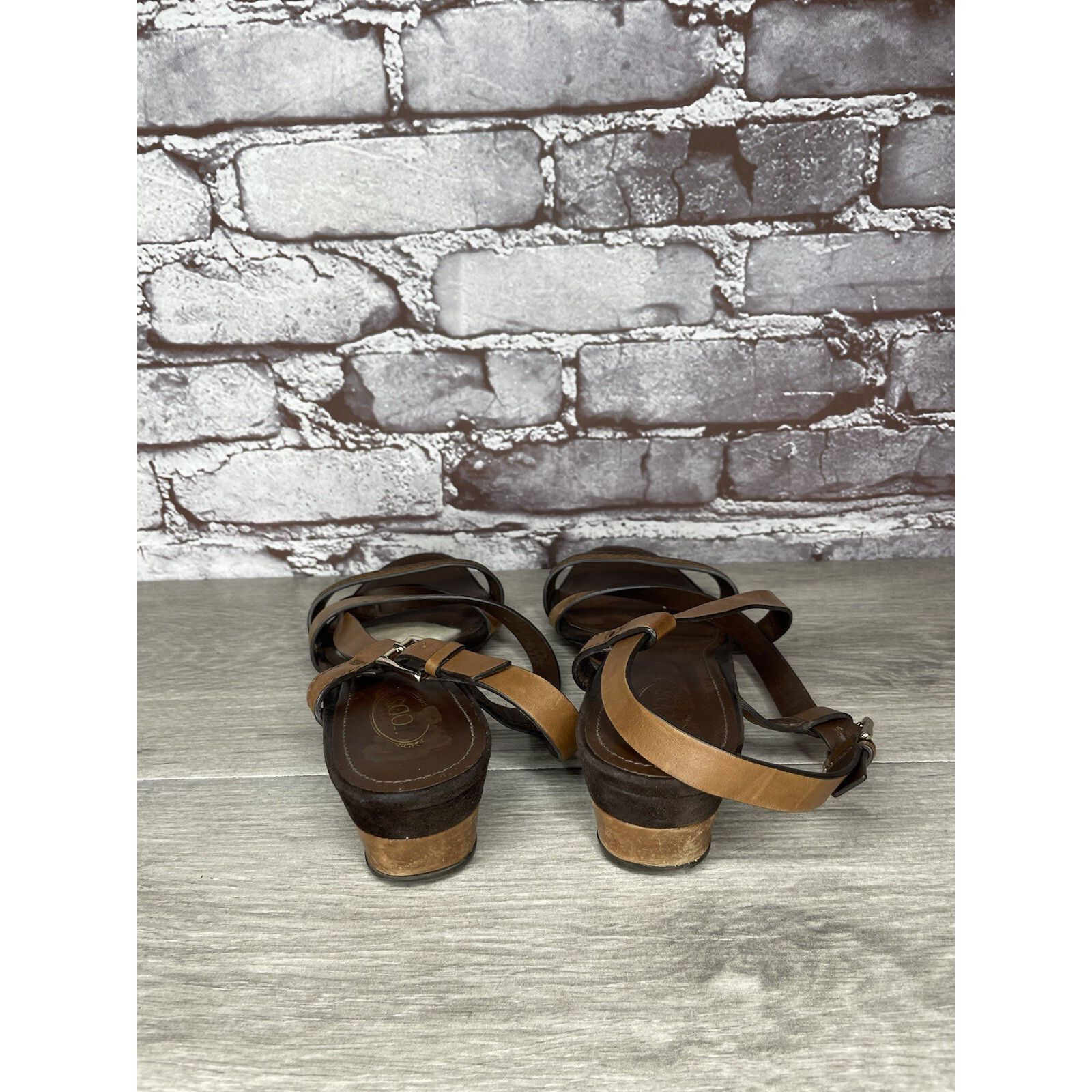 Tod's Tod's Brown Leather Wedge Strappy Ankle Strap Sandals Women Size US 9.5 / IT 39.5 - 4 Thumbnail