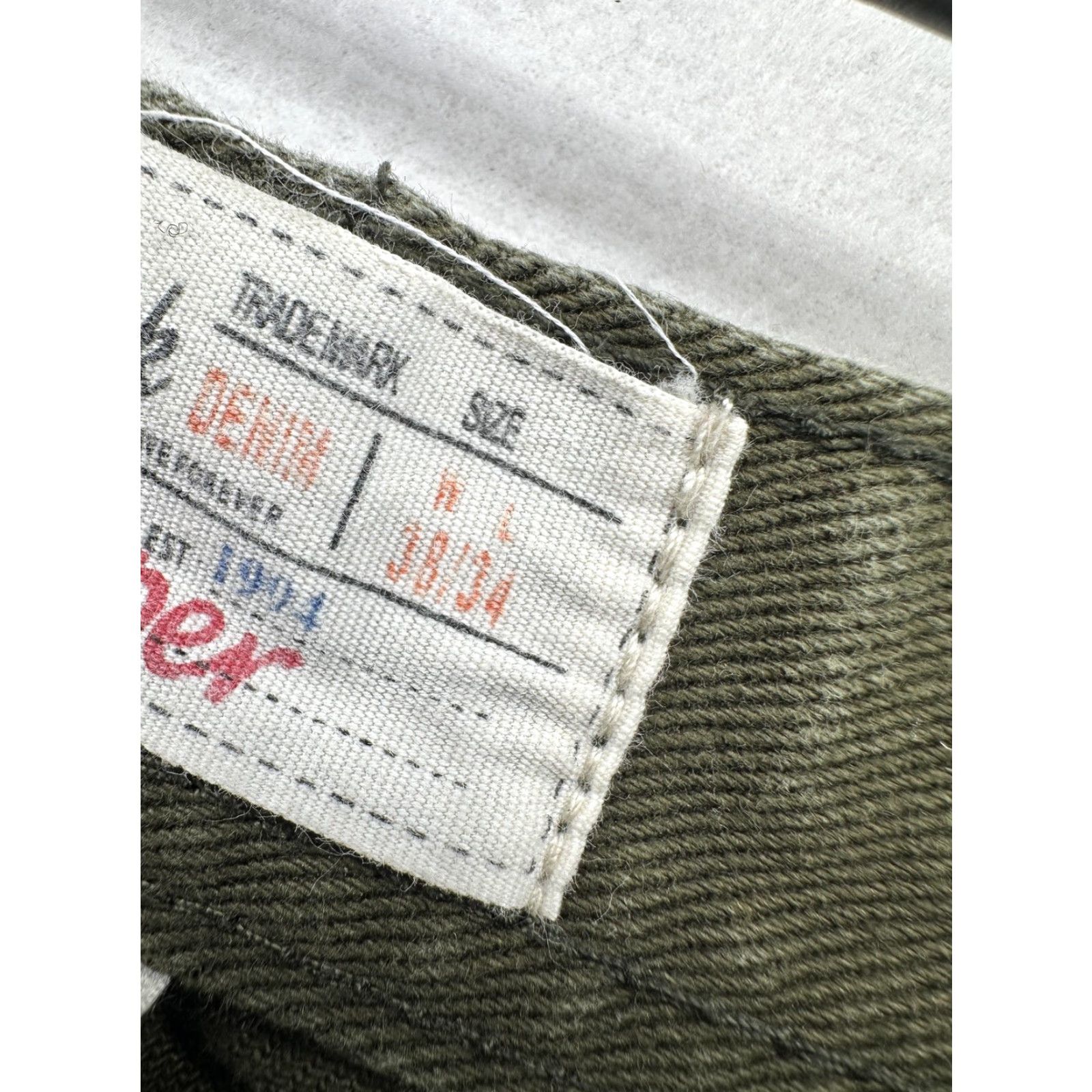 Denime Pimark Jeans Mens 30x34 Green Taper Denim Moto Biker Ribbed Knee Pants Shirt? Size US 30 / EU 46 - 5 Thumbnail