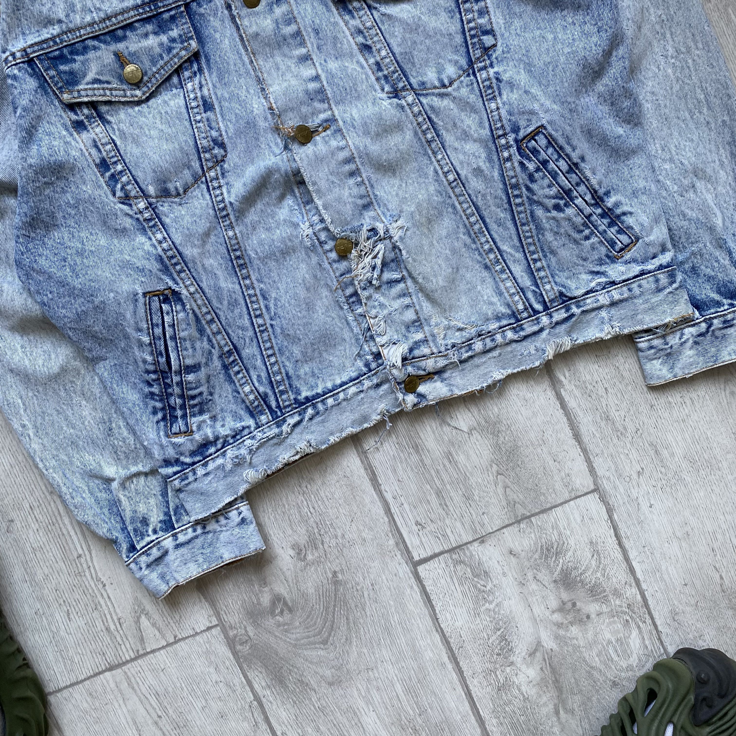 Japanese Brand CRAZY Vintage 80s Trashed Japanese Denim jacket Pepe Size US M / EU 48-50 / 2 - 2 Thumbnail