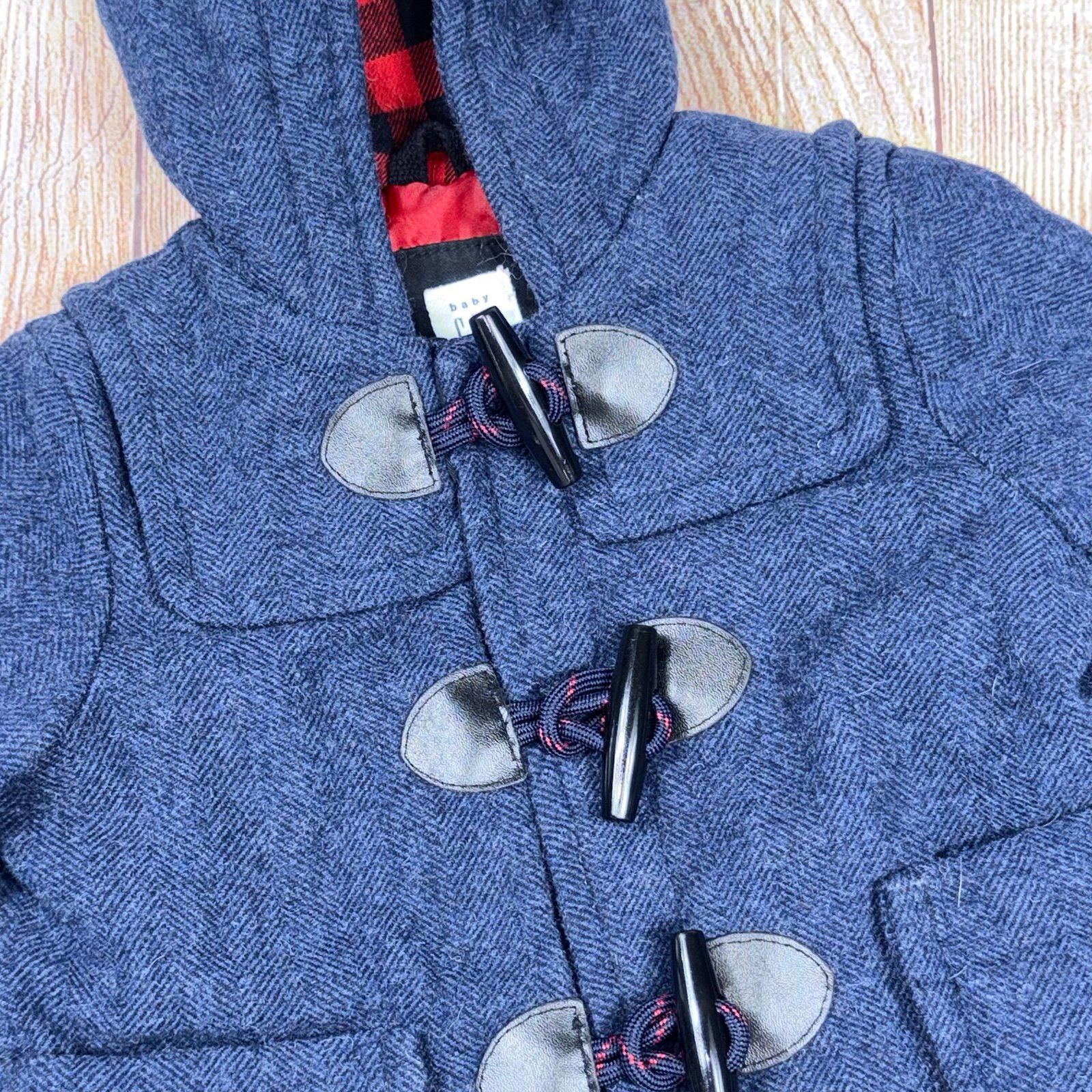 Gap Baby GAP 6-12 Month Blue Duffle Coat with Red Plaid Lining Size US XXS / EU 40 - 2 Thumbnail
