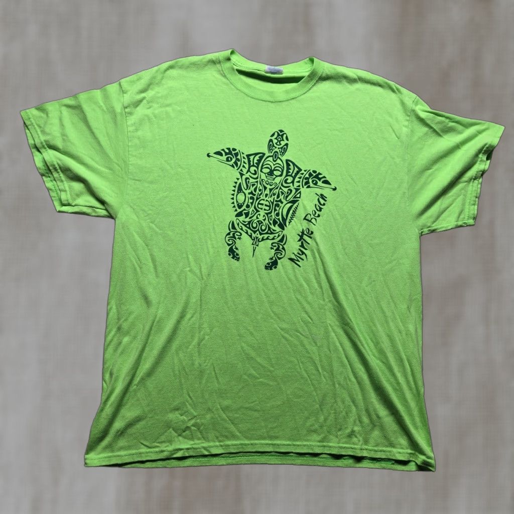 Vintage Myrtle Beach South Carolina T-Shirt Turtle Graphic Adult Size XL Extra Large Shirt Port and Company Men Green Cotton Crew Neck Short Sleeve Vintage No Size US XL / EU 56 / 4 - 1 Thumbnail