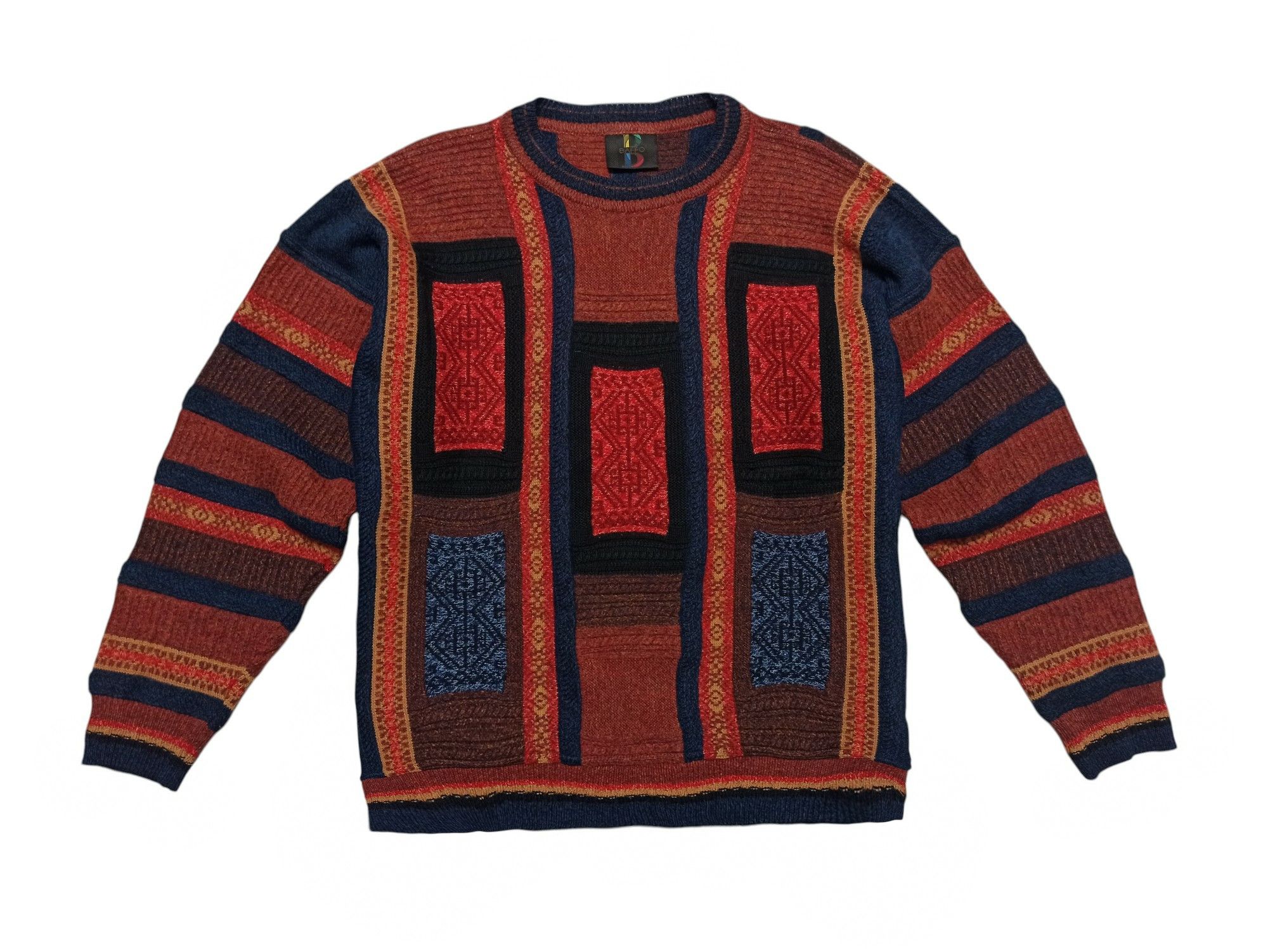 Other Vintage Baffo Italy 3D Knit Coogi Style Sweater Size US L / EU 52-54 / 3 - 1 Thumbnail