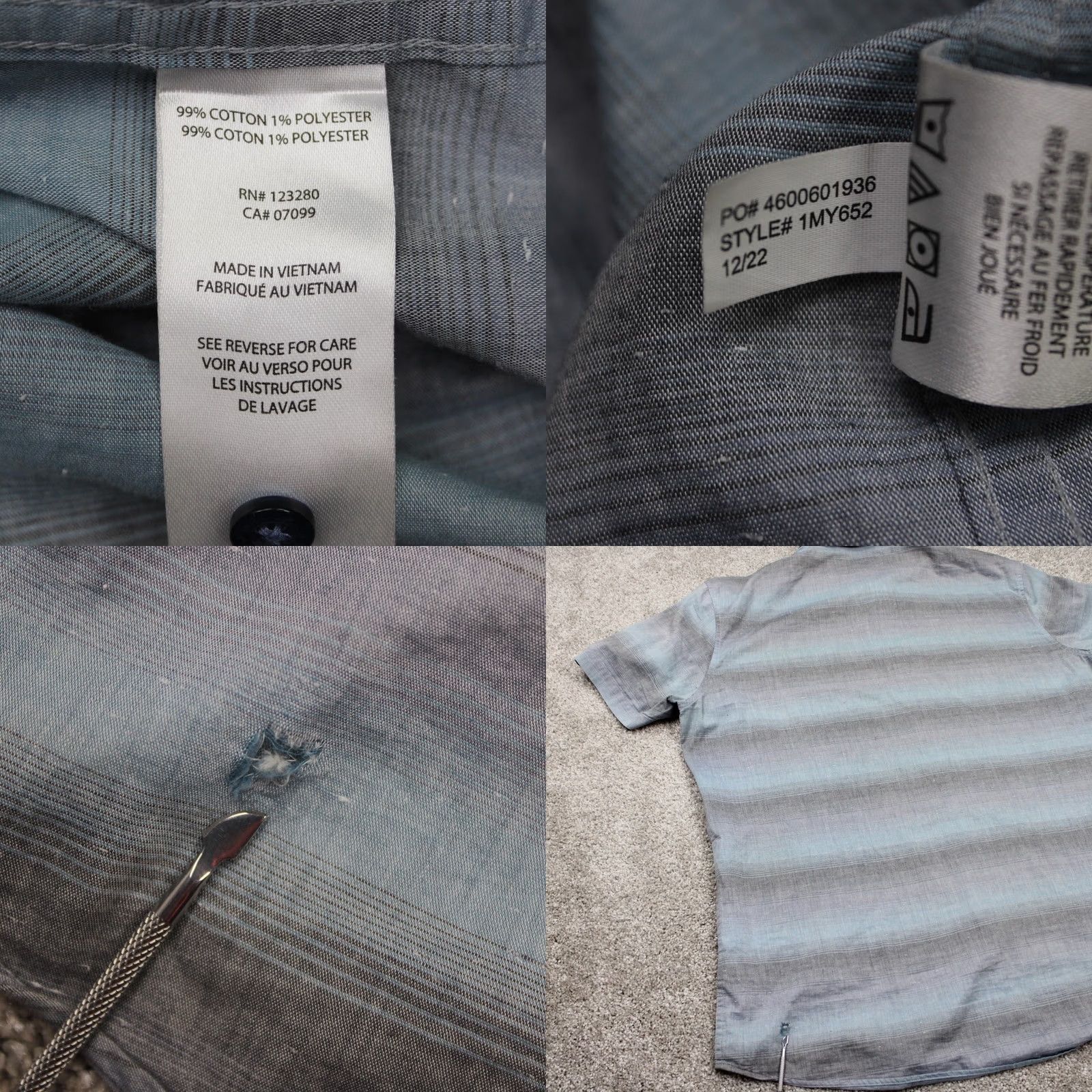 TravisMathew Travis Mathew Shirt Mens XL Blue/Gray Gradient Cotton/Polyester S/S Button Up Shirt Size US XL / EU 56 / 4 - 8 Thumbnail