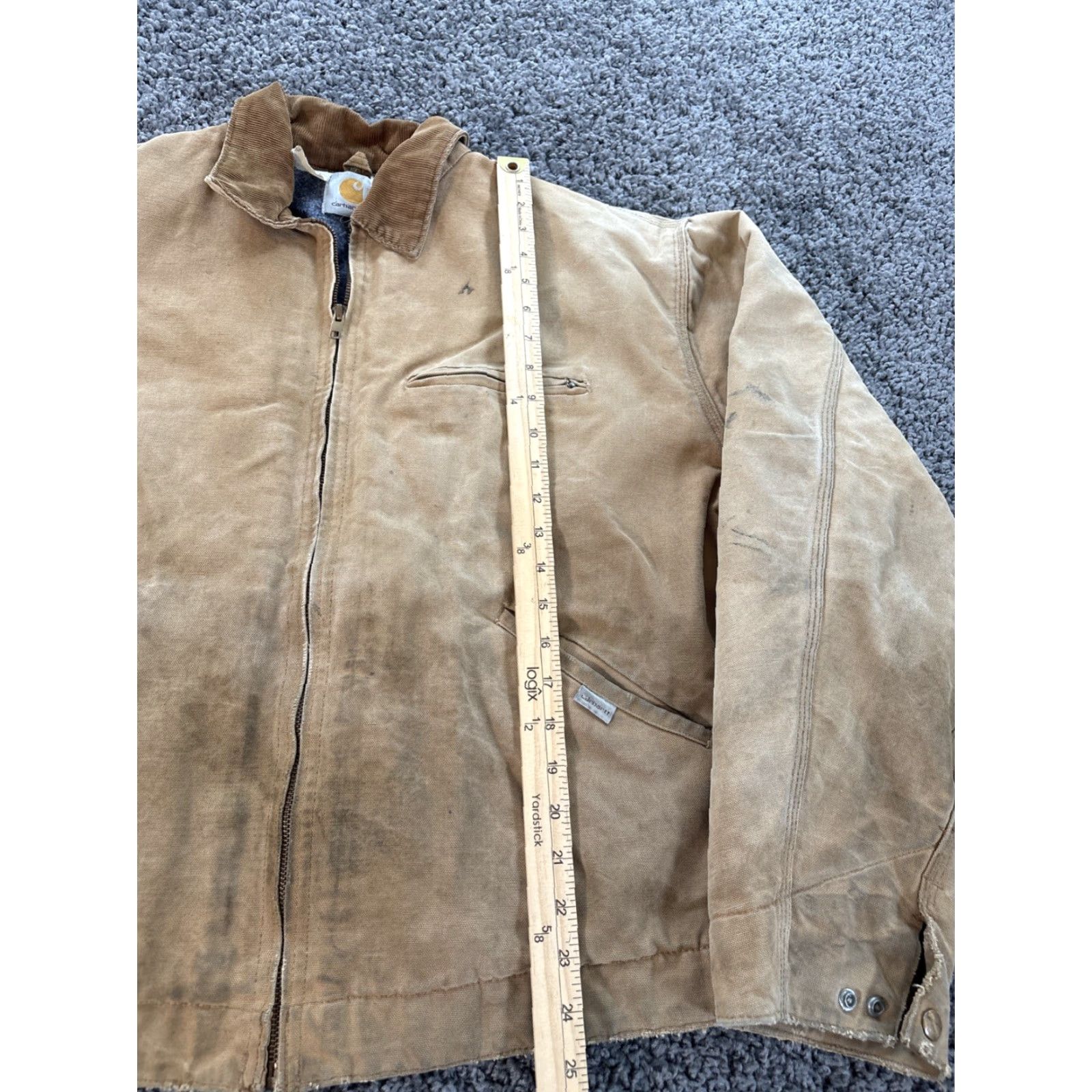 Carhartt VTG Carhartt Jacket Detroit City 80s 90s Workwear USA Wool Lined Canvas Beige Size L Mens Union Made Zipper Logo Short Coat/Outer Jacket/Coat Size US L / EU 52-54 / 3 - 2 Thumbnail