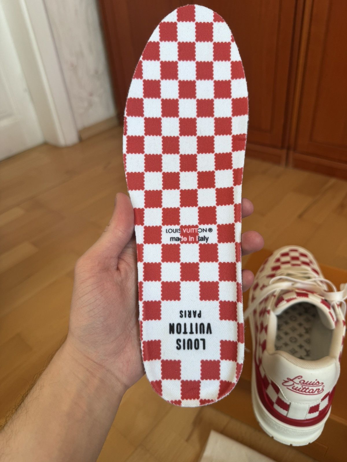 Louis Vuitton Louis Vuitton X Nigo LV Trainer Red White Damier Size US 10 / EU 43 - 16 Thumbnail