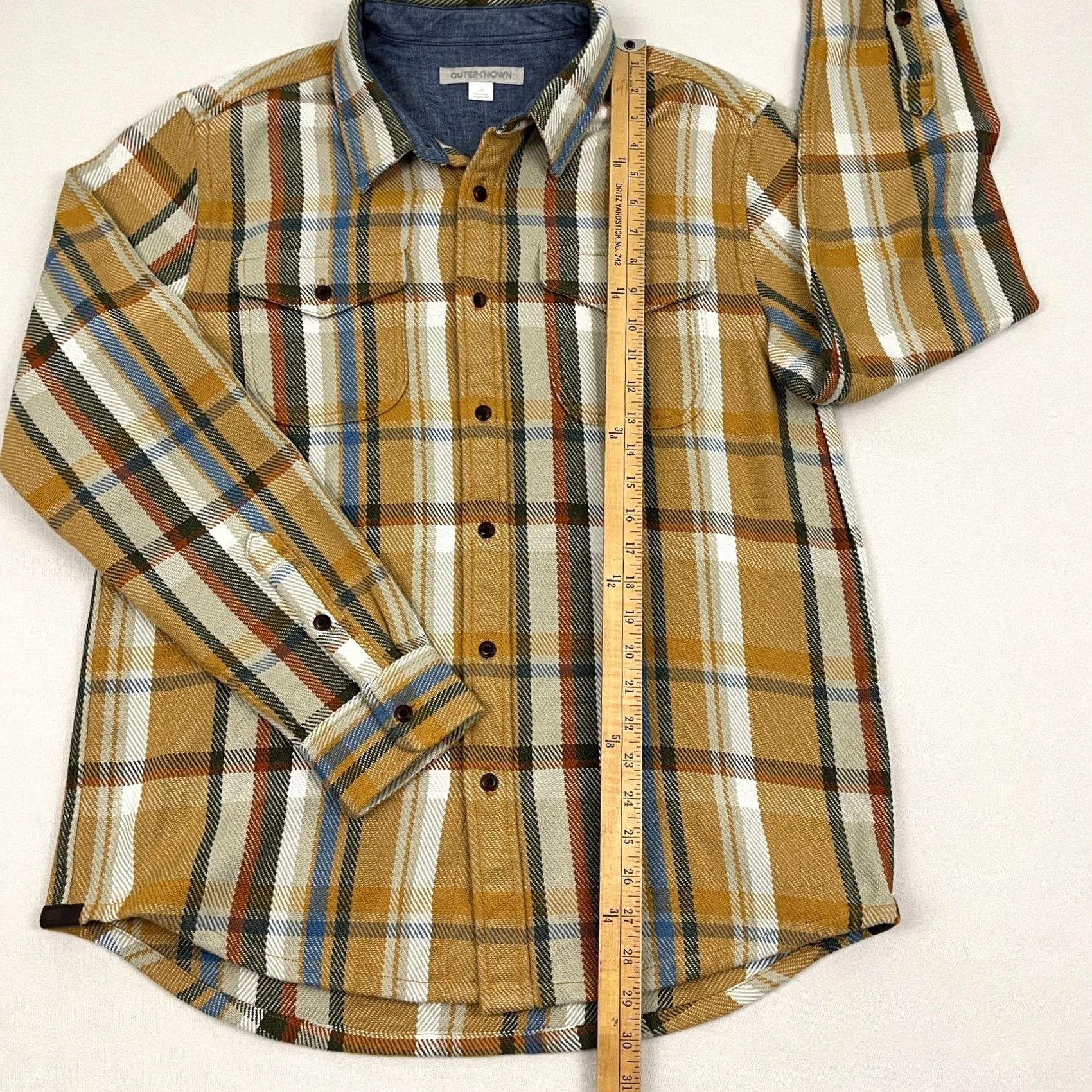 Outerknown Outerknown Blanket Shirt Mens L Brown Plaid Organic Cotton Heavyweight Flannel Size US L / EU 52-54 / 3 - 4 Thumbnail