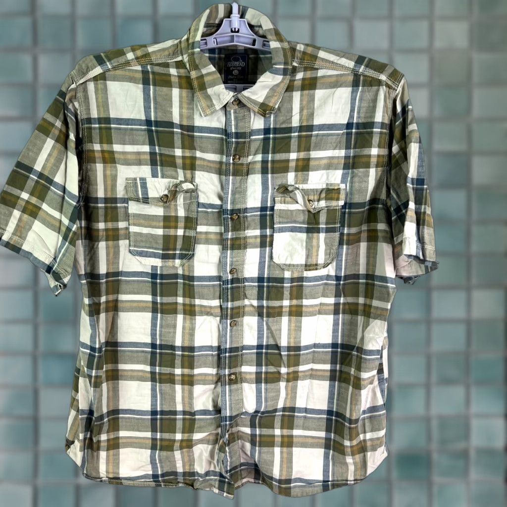 Vintage RedHead Shirt Plaid Button-Up Short Sleeve Men Size L Green Size US L / EU 52-54 / 3 - 1 Thumbnail