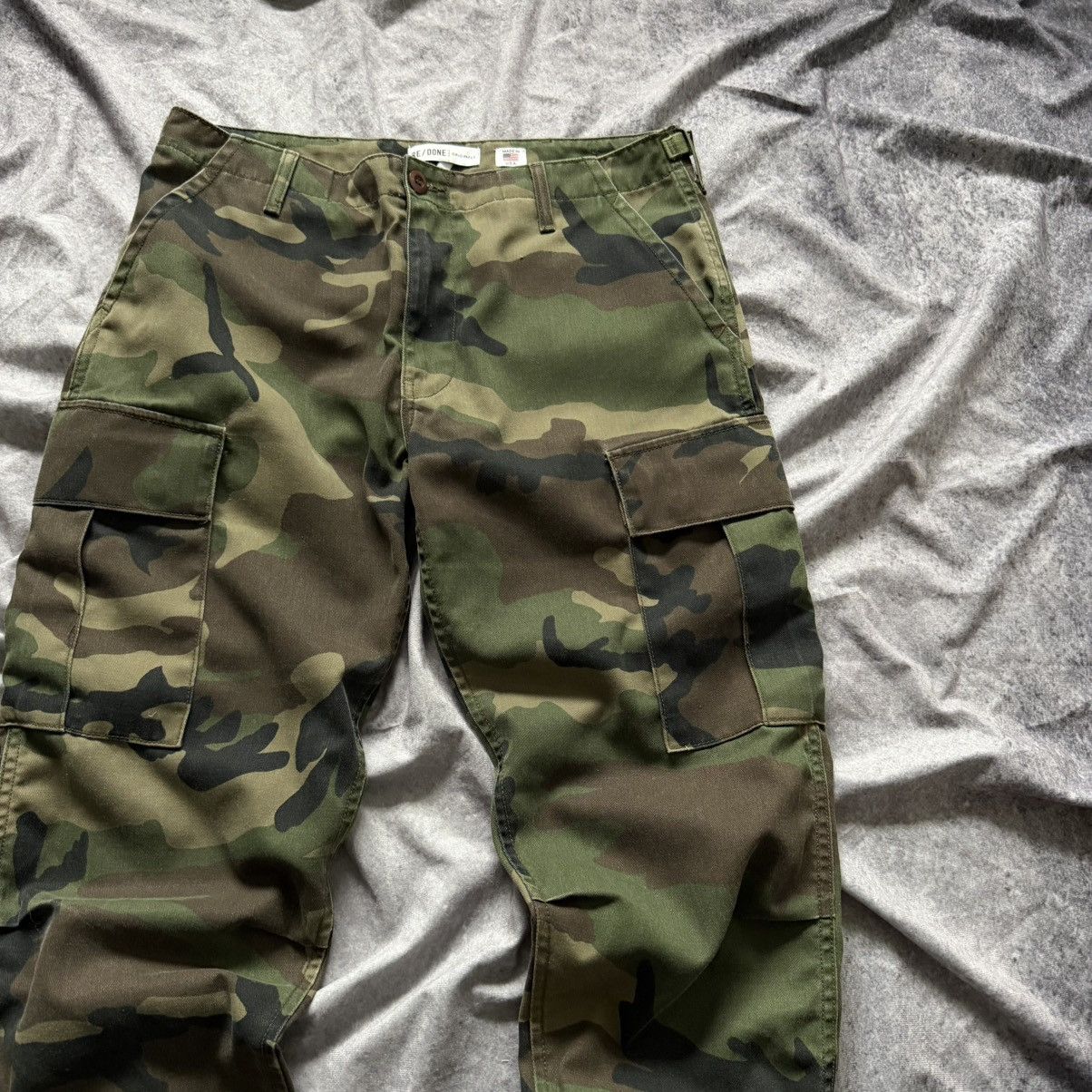 RE/DONE RE/DONE Green Camo Cargo Pants Straight Leg Pocket Pants 28 Size 33" - 8 Thumbnail