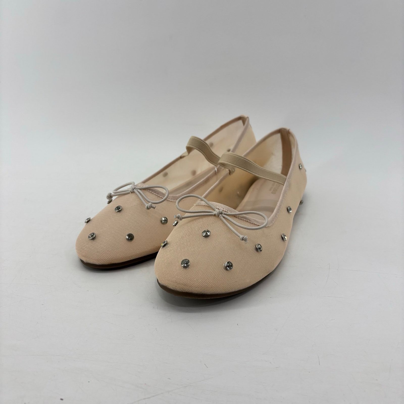 Other Project Cloud Amity Nude Rhinestone Ballet Flats Mesh Bow Size US 11 / IT 41 - 1 Thumbnail