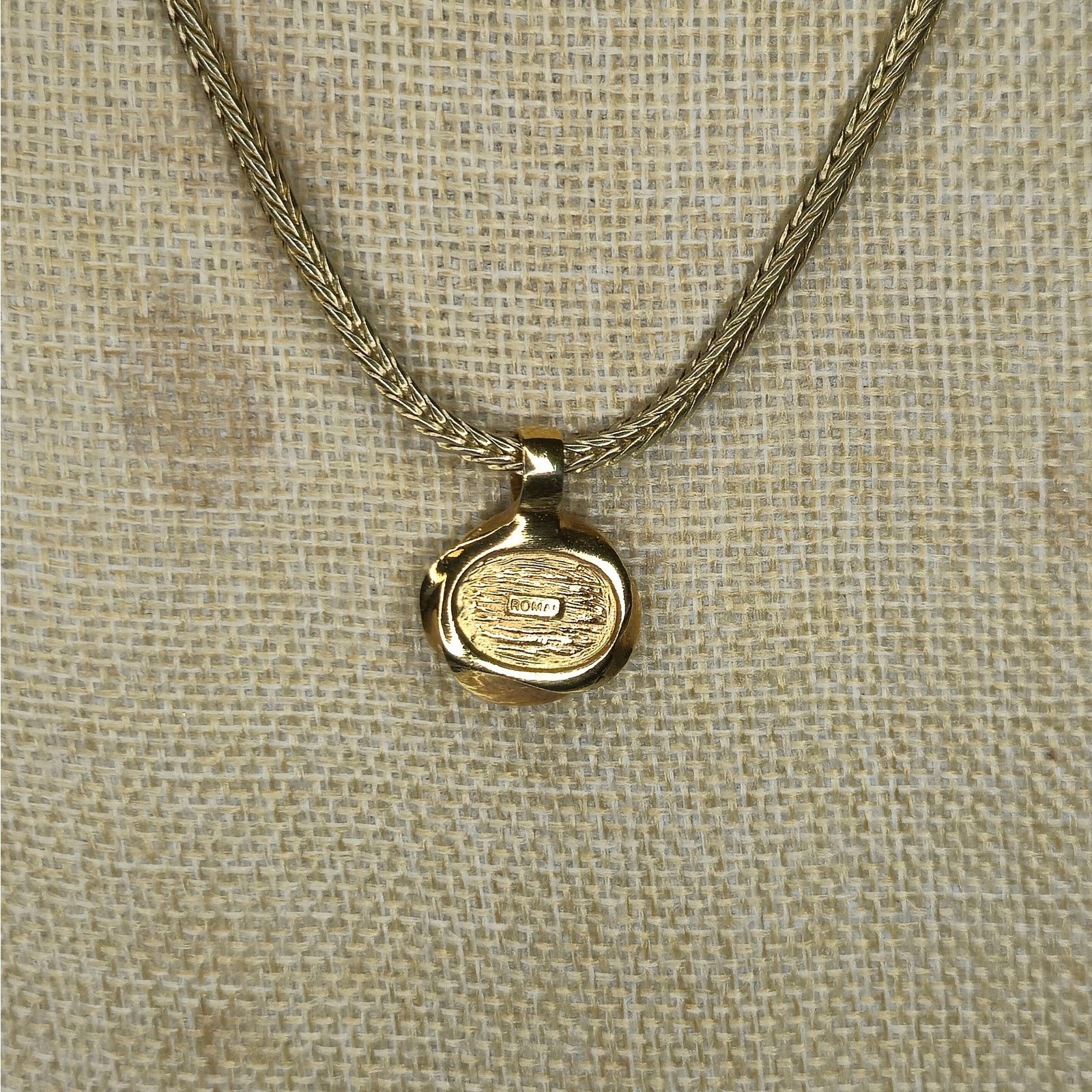 Vintage Roman Vintage Gold-Tone Necklace Crystals & Gray Cabochon Size ONE SIZE - 9 Thumbnail