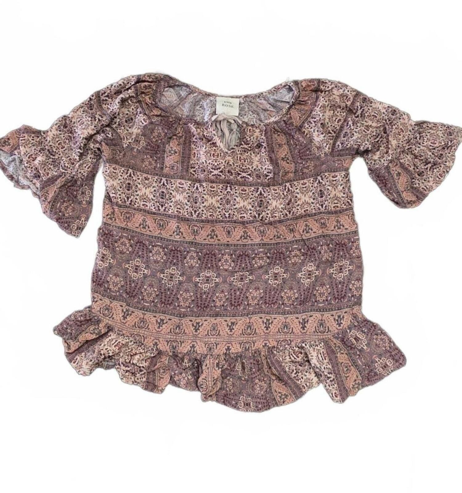 Other Knox Rose Boho Rayon Printed Ruffle Sleeve Top Size Small Size S / US 4 / IT 40 - 2 Thumbnail