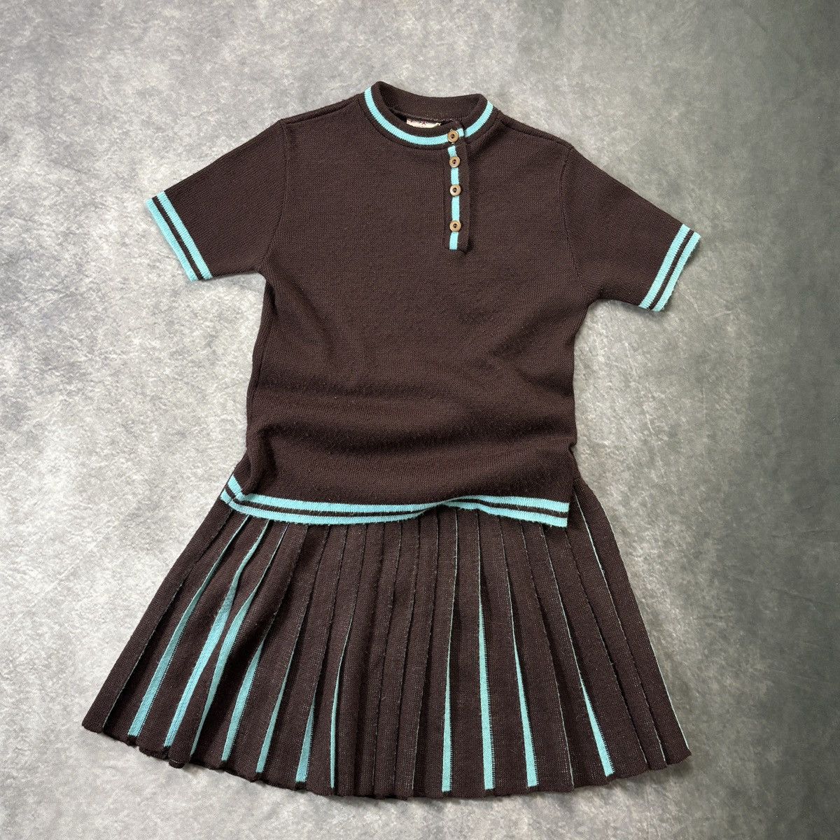 Vintage 1970s Vintage Skirt & Top Two Piece Suit Matching Set Cheer Size 28" / US 6 / IT 42 - 14 Thumbnail